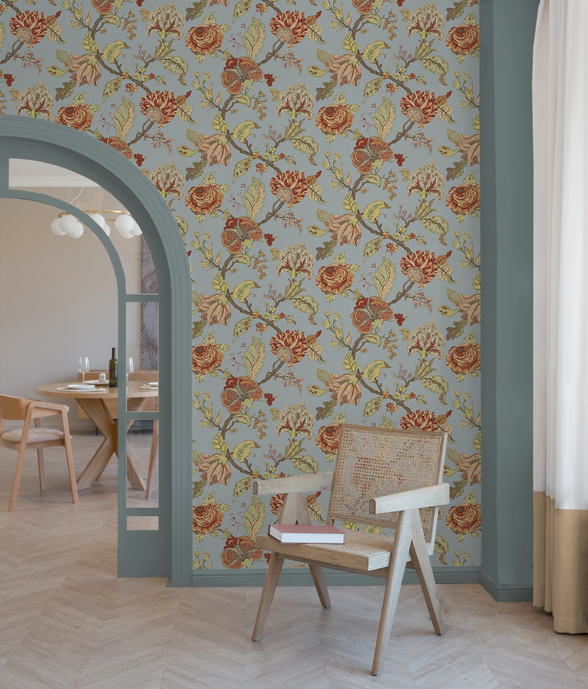 Blue Dusk Floral Vinyl Self-Adhesive Peel and Stick Wallpaper