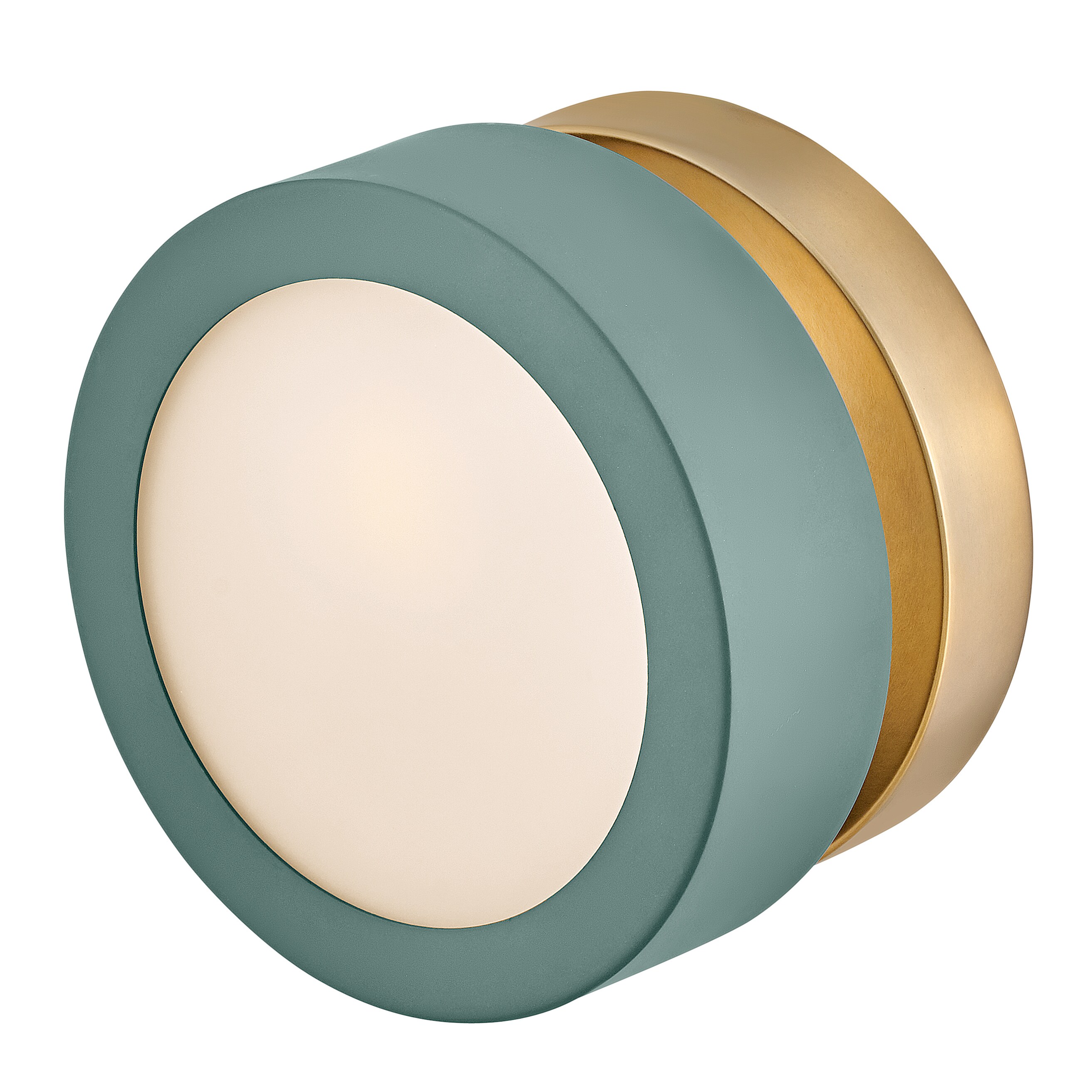 Sage Green and Brass Dimmable Wall Sconce with Etched Opal Glass