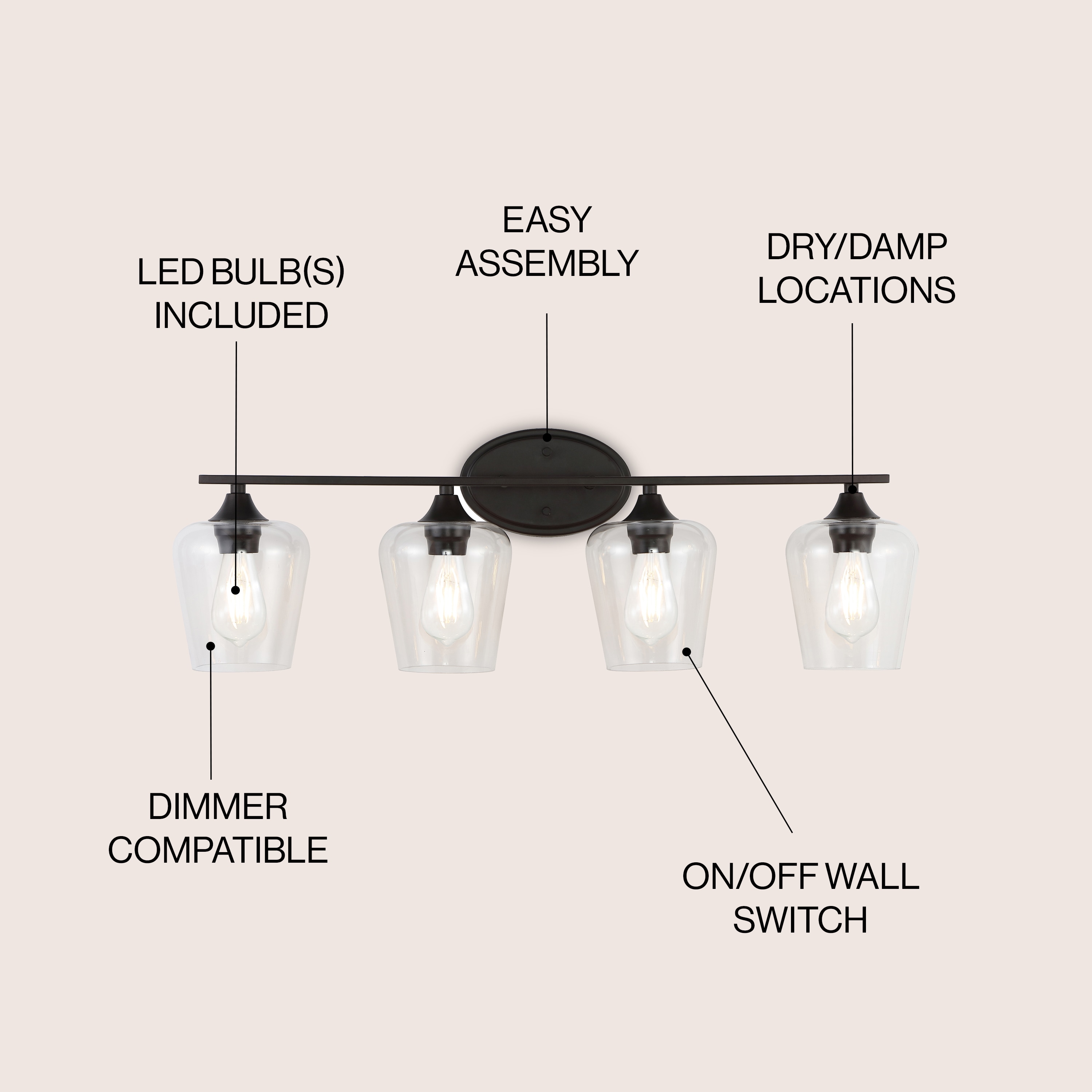 Jayne Rustic French Country 23" Oil-Rubbed Bronze 3-Light LED Vanity Light