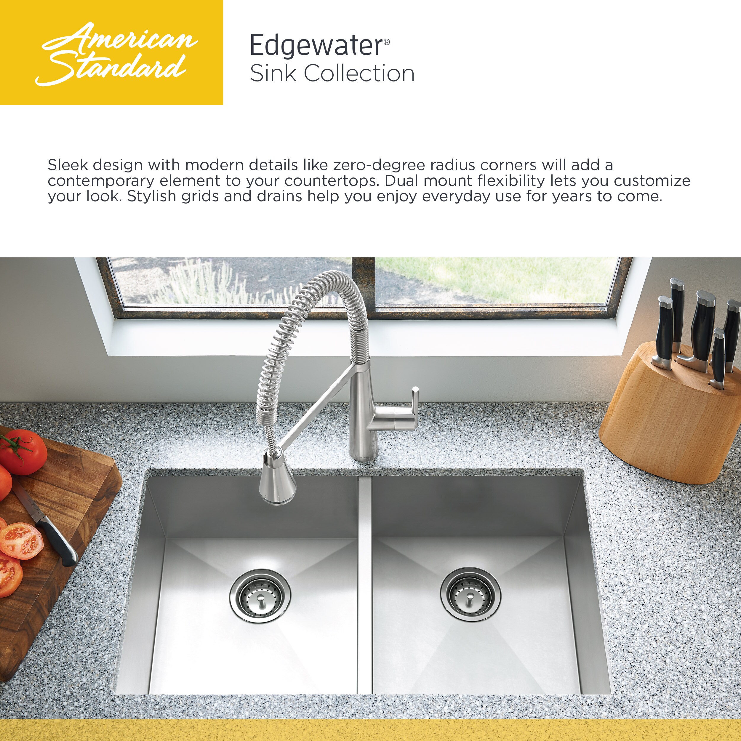 Edgewater® 33 x 22-Inch Stainless Steel 1-Hole Dual Mount Single-Bowl Kitchen  Sink