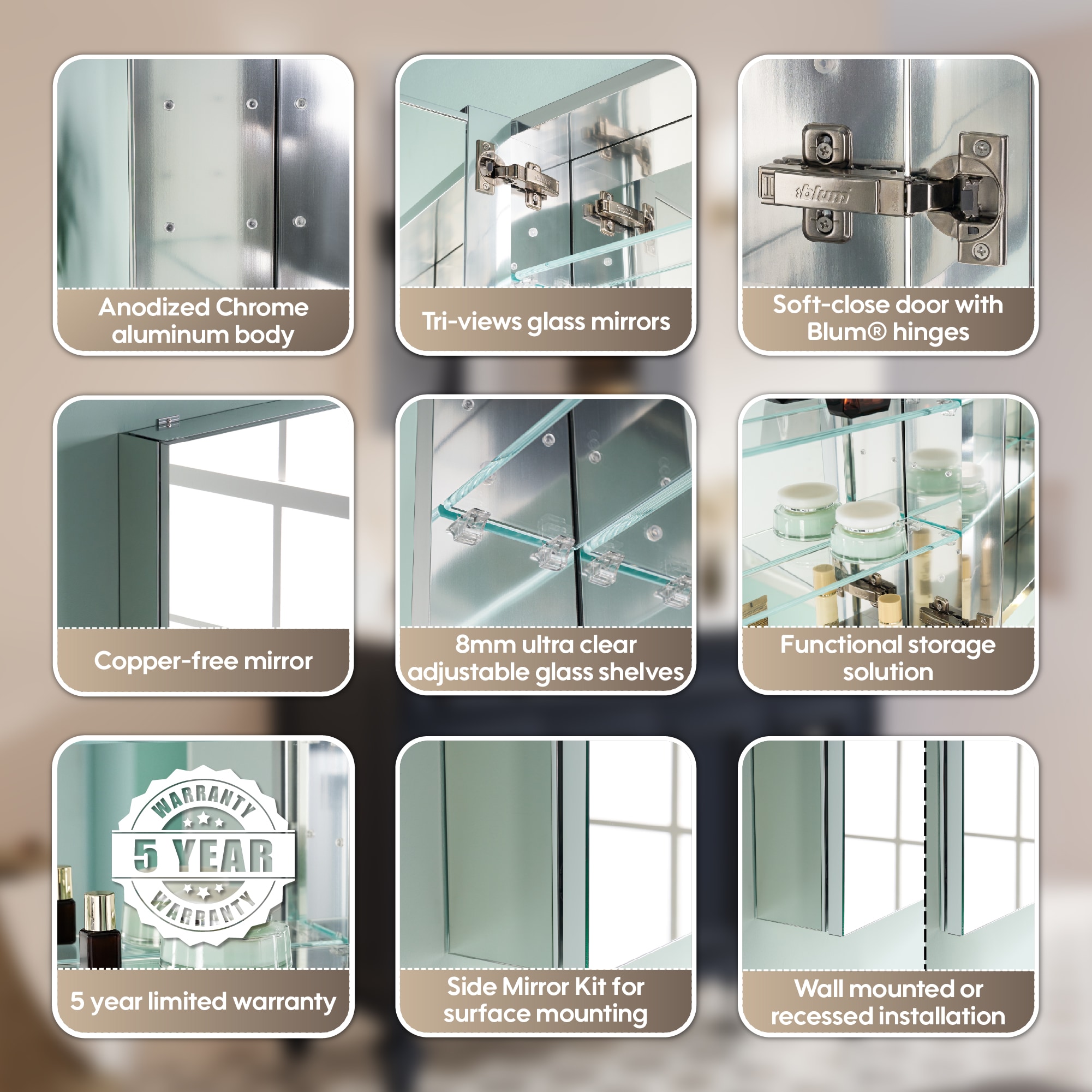 Forclover MCLE-W132432L Bathroom-Medicine-Cabinets - View #10