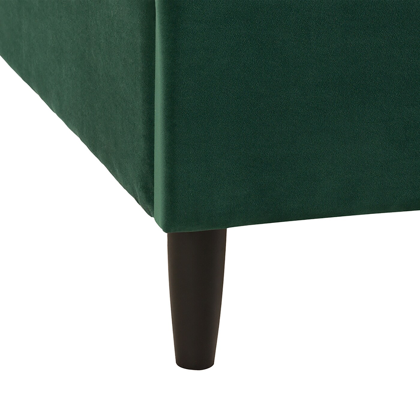 Aspen Medium Evergreen Velvet Tufted Queen Platform Bed with Pine Frame