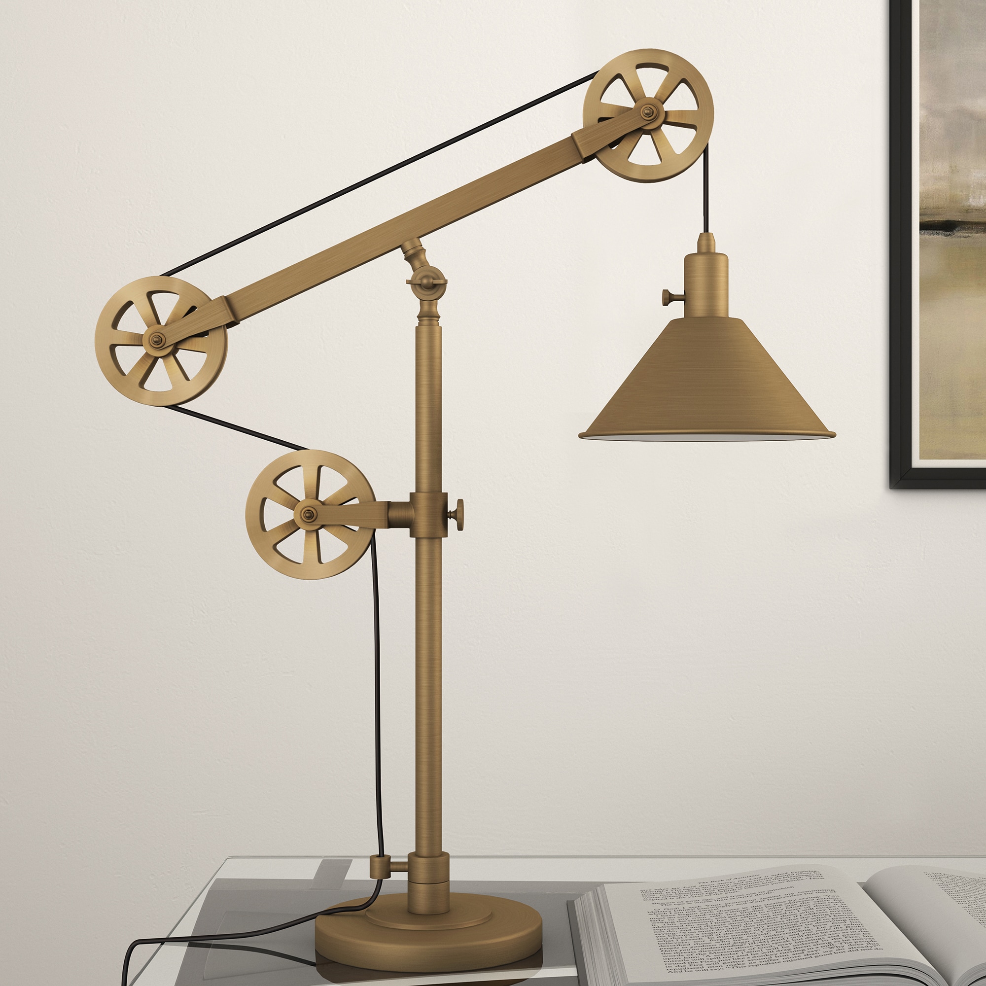 Hailey Home TL0149 Descartes 29-in Brass Rotary socket Table Lamp with Metal Shade