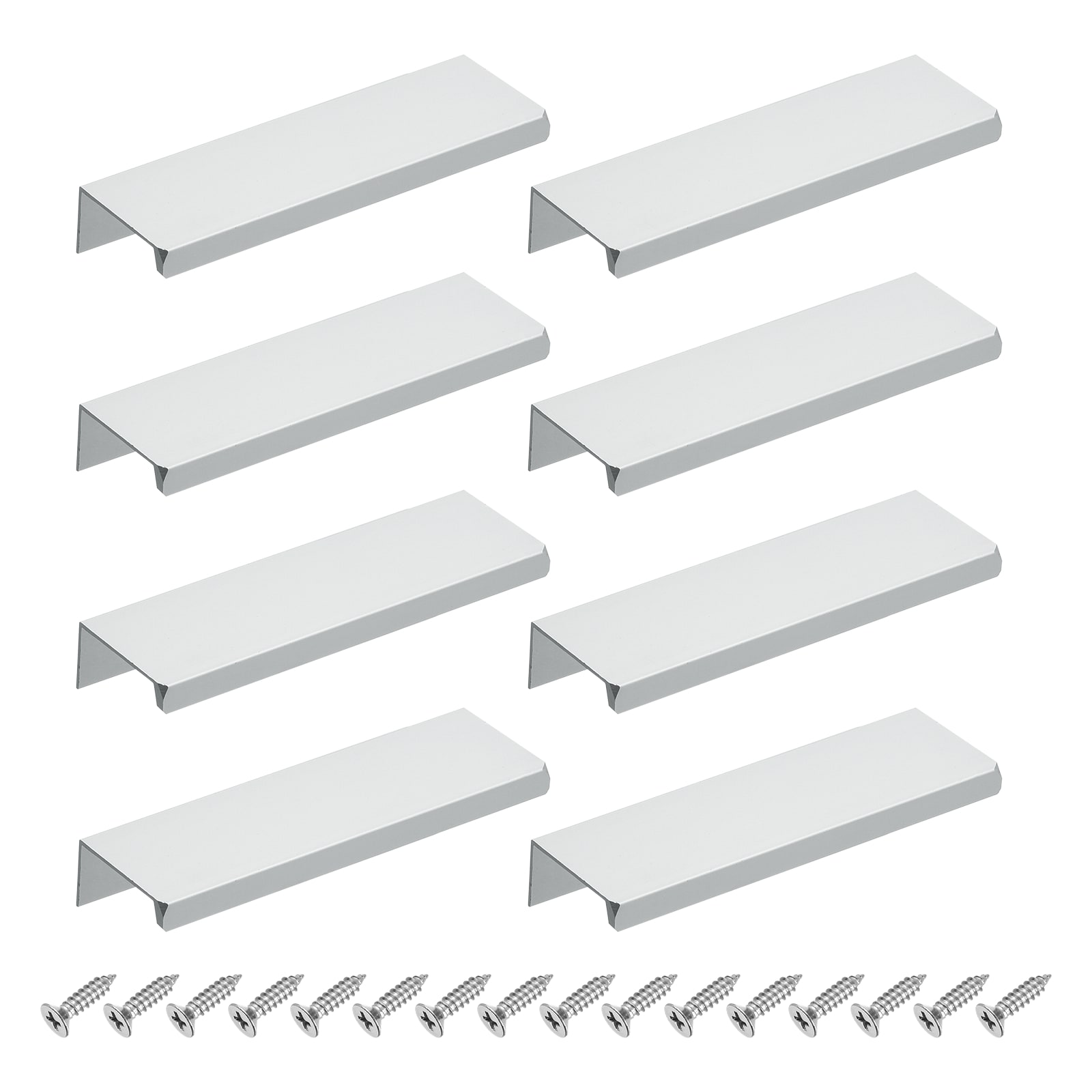 Unique Bargains - 8pcs Cabinet Finger Edge Pull 4.72-Inch Aluminum Alloy Back Mount Hidden Cabine...