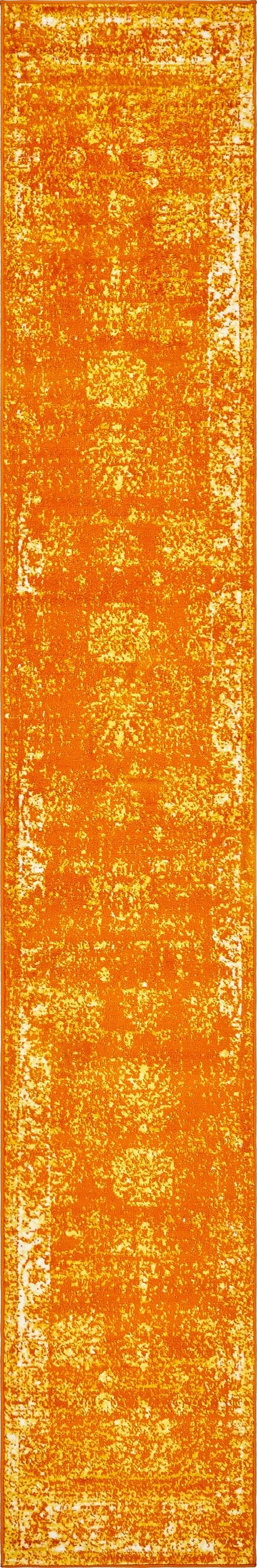 Orange and Ivory Low Pile Reversible Runner Rug