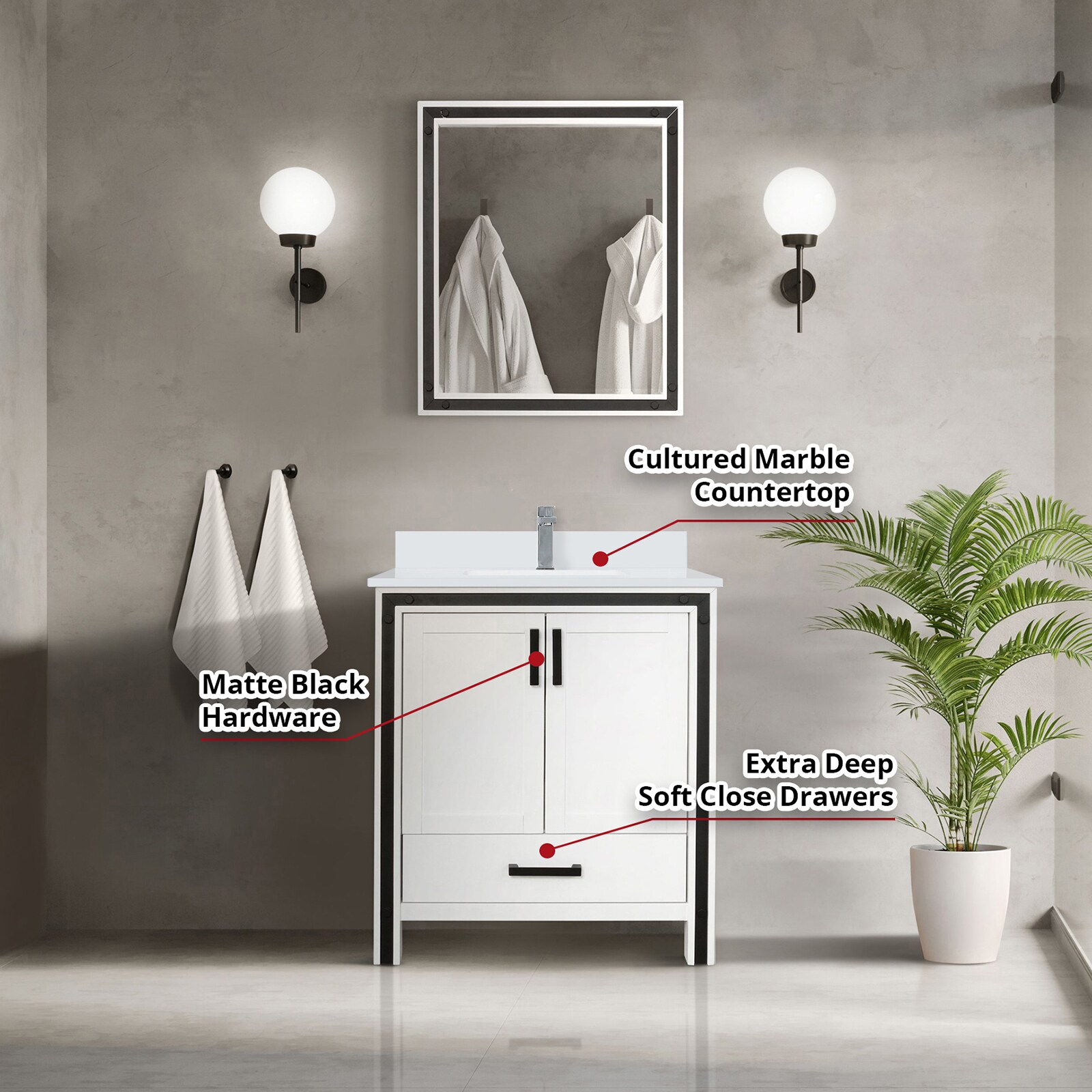 Lexora LZV352230SAJSM28F Bath-Vanity-Combo - View #8