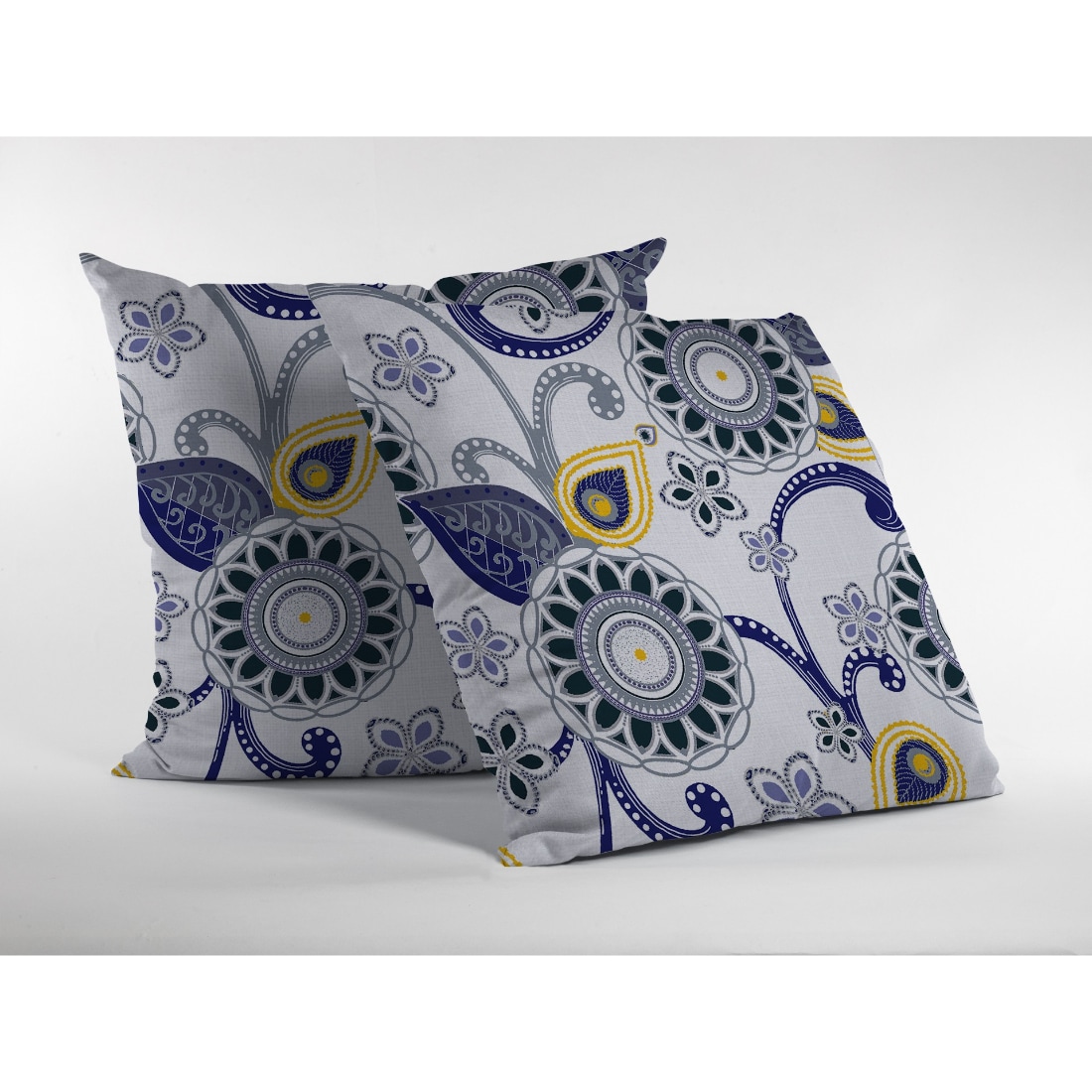 HomeRoots 26” Navy White Floral Indoor Outdoor Zippered Throw Pillow in ...