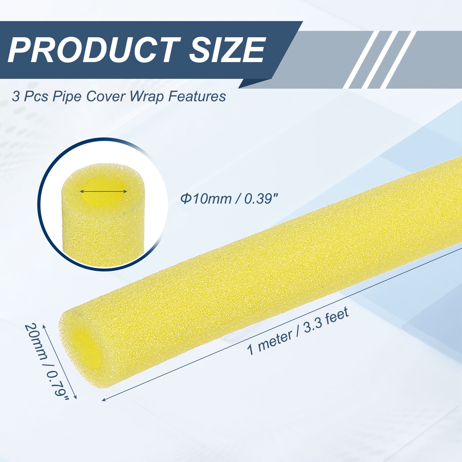 Unique Bargains 3pcs 3/8 Inch ID Pipe Insulation Foam Tube Foam Pipe ...