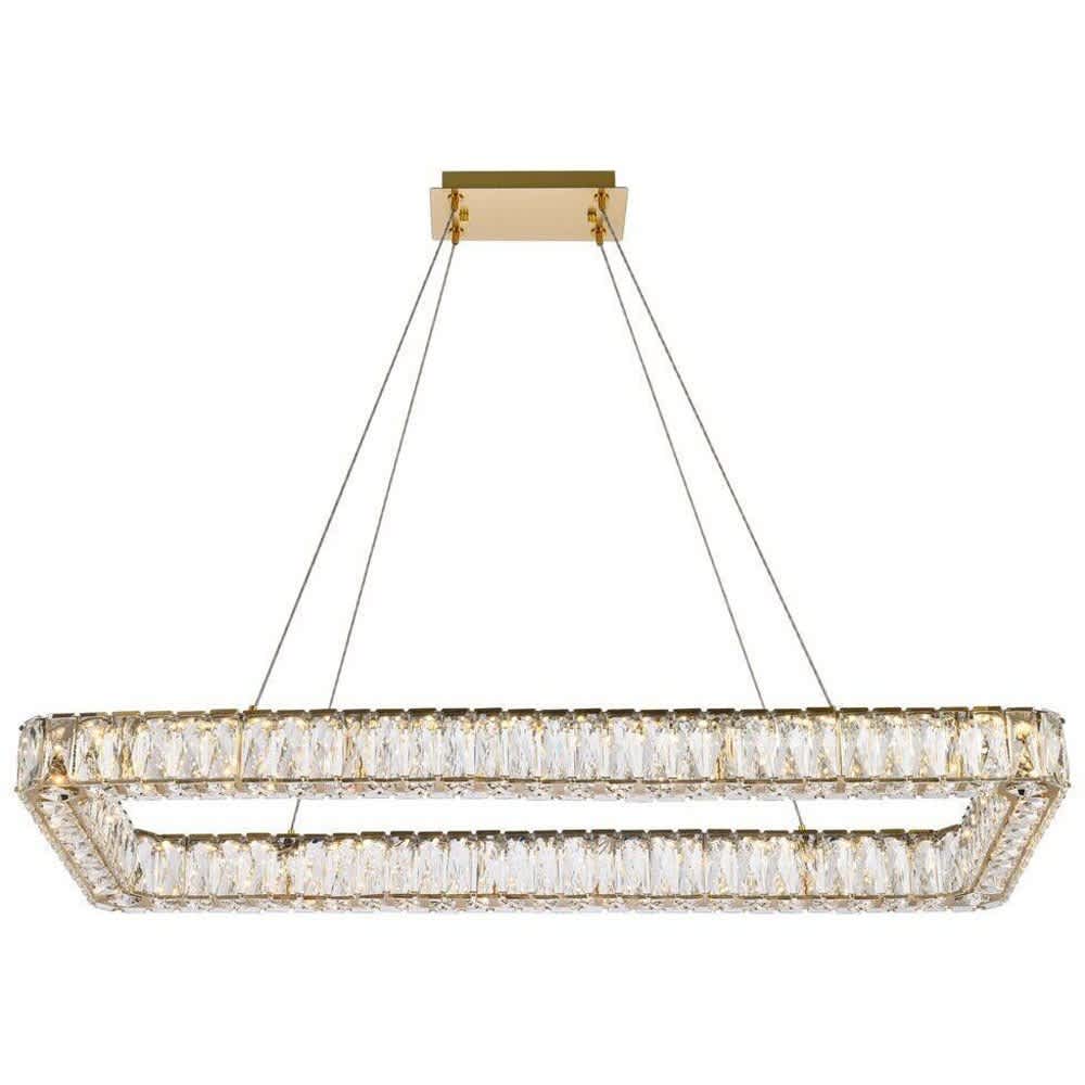Elegant Lighting A-EL-3504D42L1G Monroe 1 - Light Gold Modern - LED Crystal And Metal Pendant Light