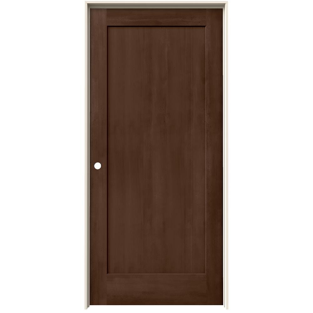 JELD-WEN Madison 36-in x 80-in Milk Chocolate 1-panel Square Hollow Core Stained Molded Composite Right Hand Single Prehung Interior Door in Brown -  LOWOLJW222200908