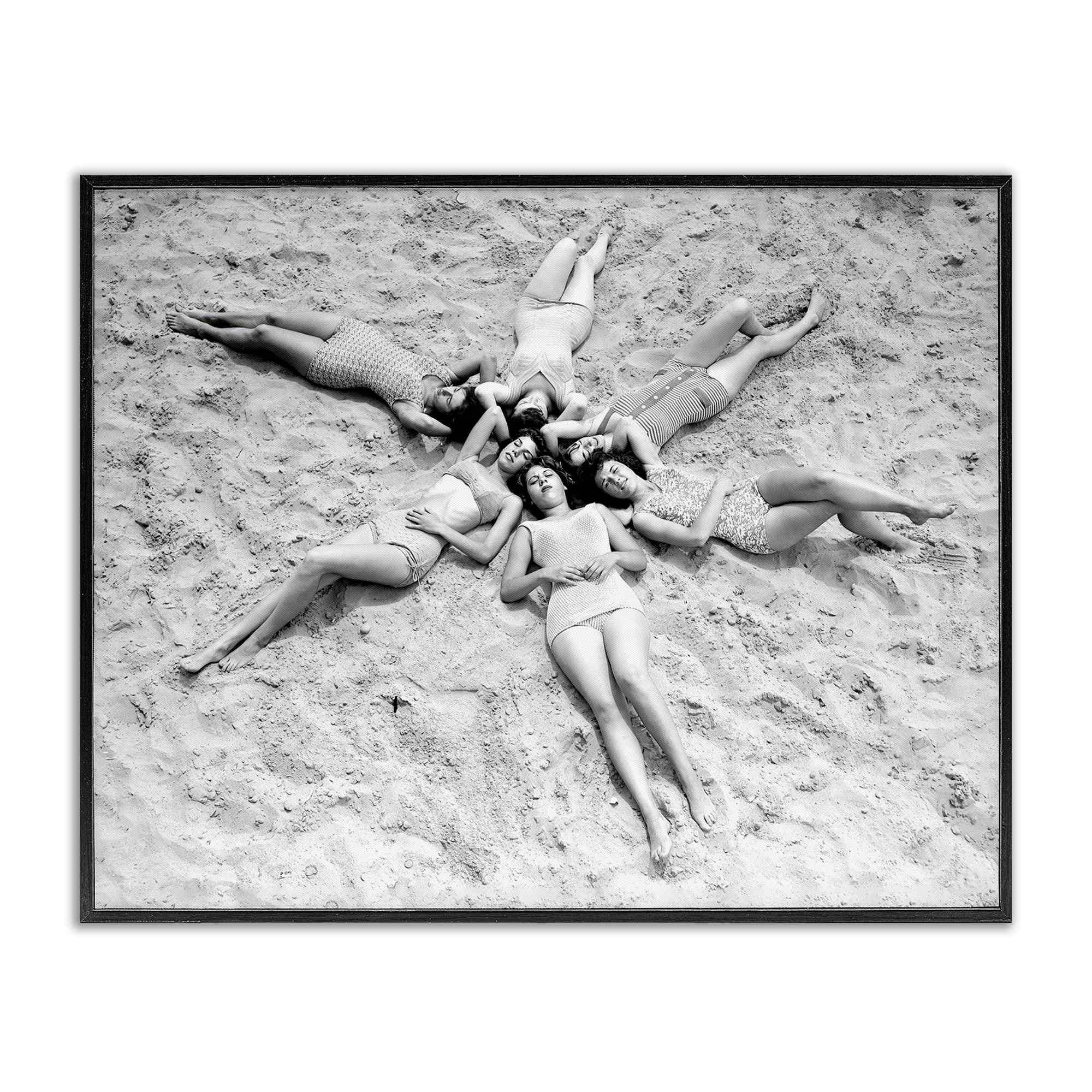Stupell Industries BT-704-FR-24X30 Women on Beach in Star Shape Black Framed Giclee Art By Arlington Prints 30 x 24