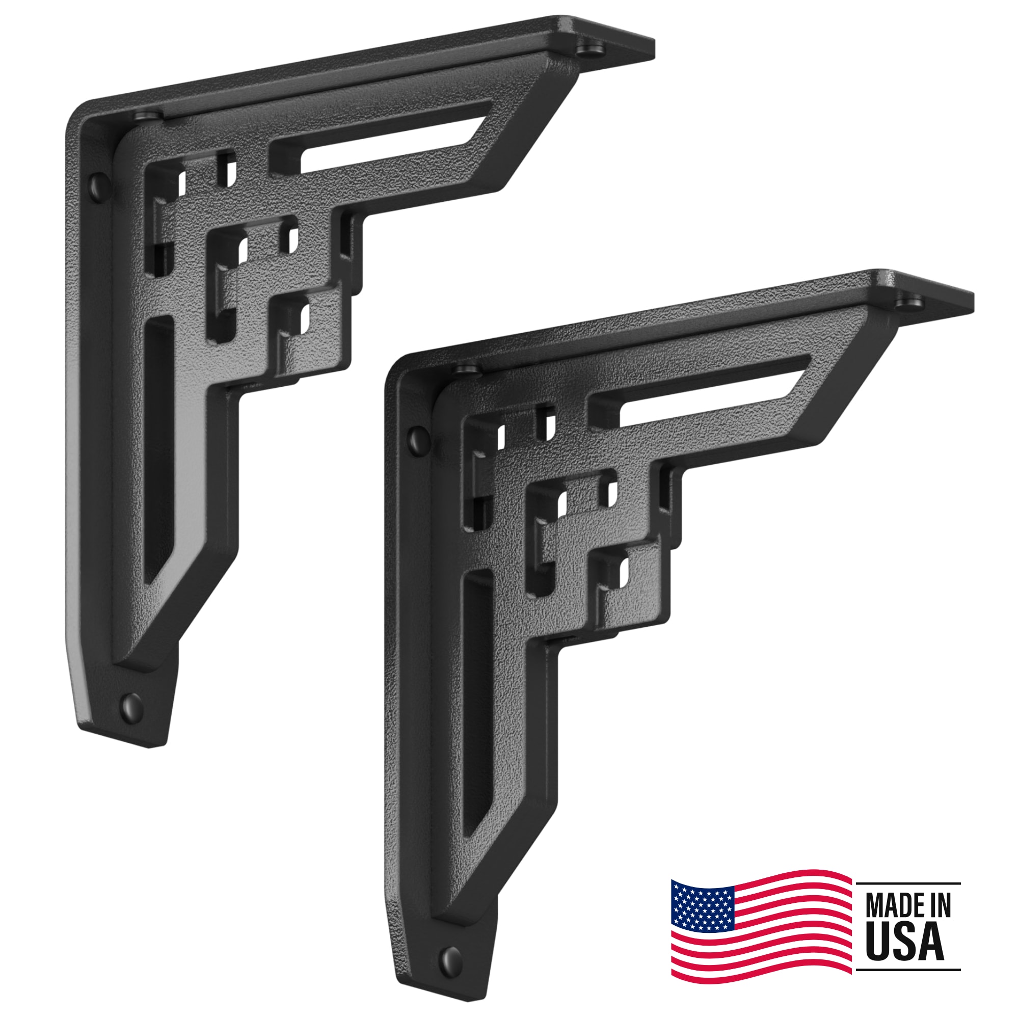 STARBY SB-ROCKVILLE-8 8-in L x 2-in W x 8-in D Heavy Duty Black Shelf Bracket (2-Pack)