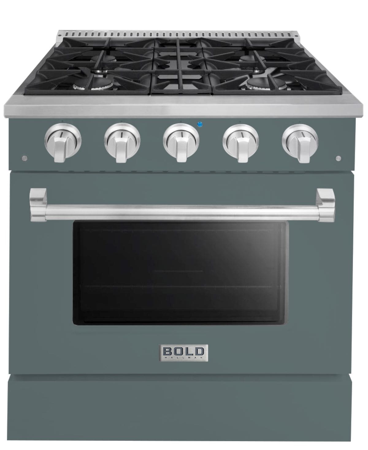 Bold 30-in 4 Burners 4.2-cu ft Convection Oven Freestanding Dual Fuel Gas Range (Blue/Grey) | - Hallman HBRDF30CMGR