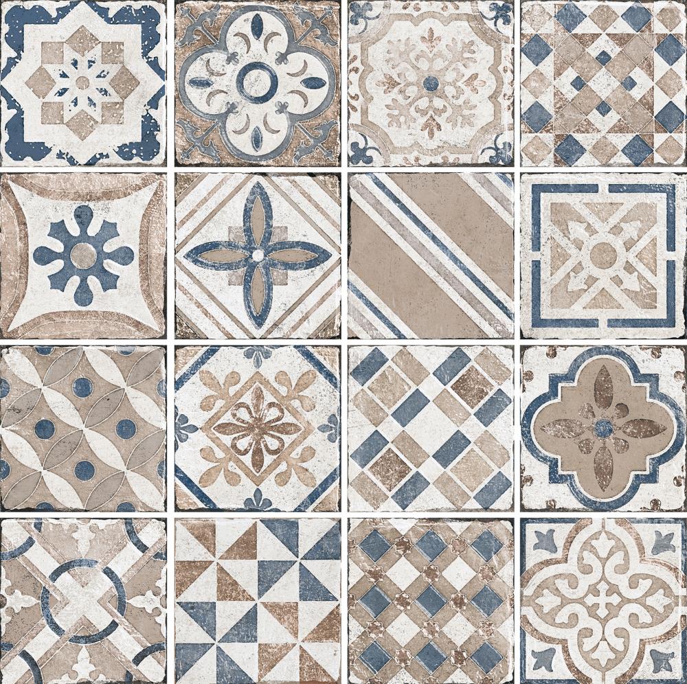 FLOORS 2000 VARIATIONS8X8BLUE Variations Blue 8-in x 8-in Glazed Porcelain Encaustic Floor Tile