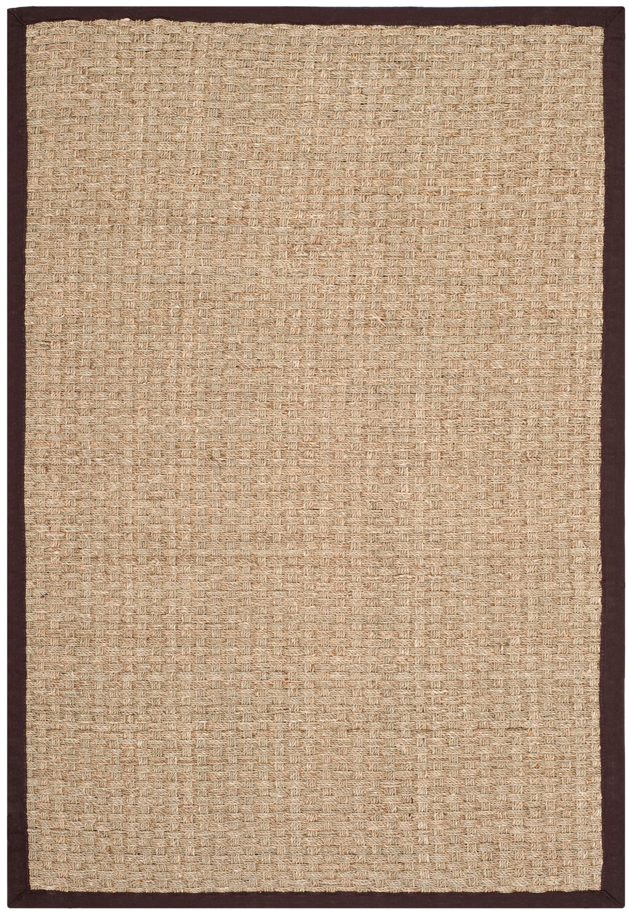 Safavieh NF114K-5 Natural Fiber Hampton 5 x 8 (ft) Loomed Seagrass Natural/Dark Brown Rectangular Indoor Solid Coastal Area rug