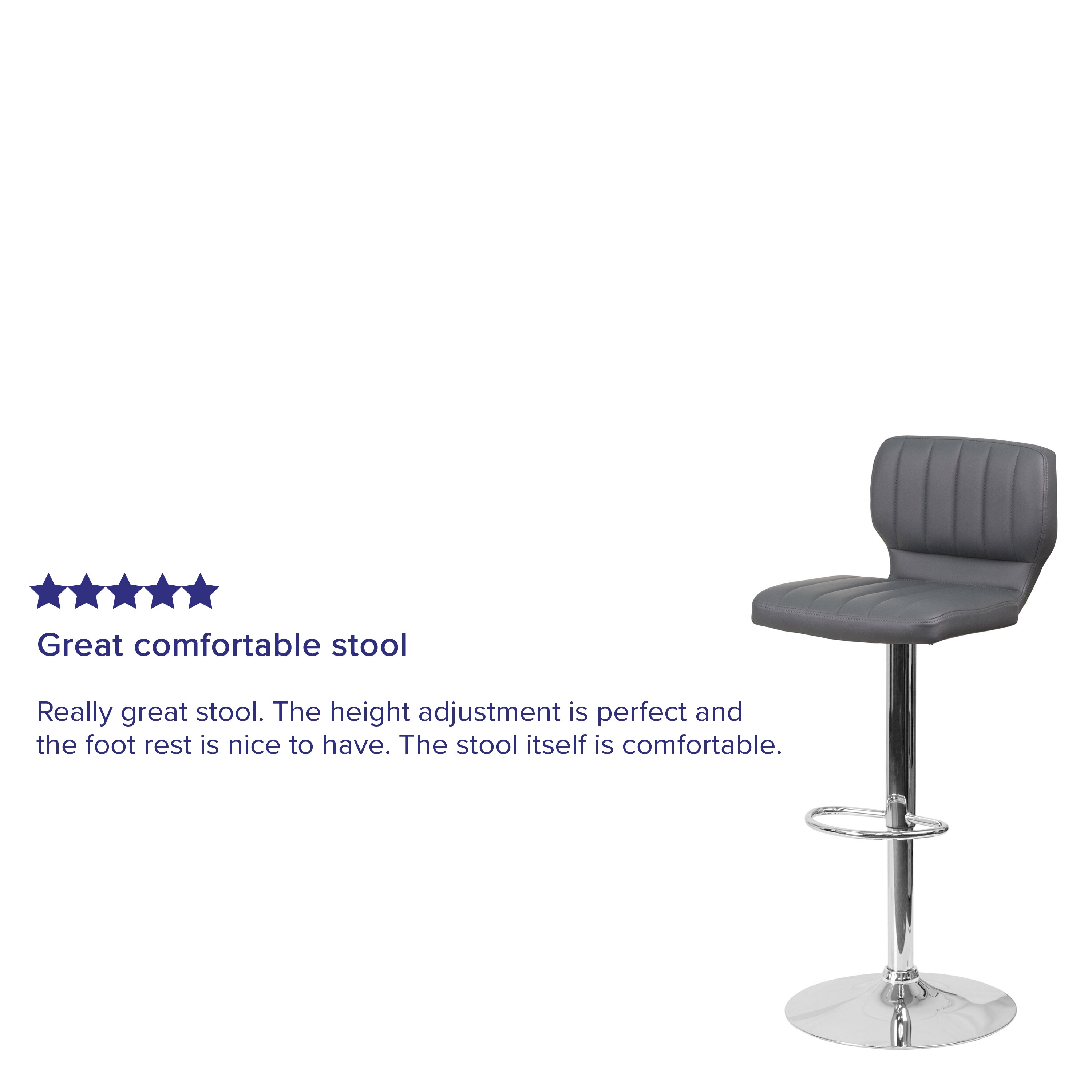 Elevate Gray Vinyl and Chrome Adjustable Swivel Barstool