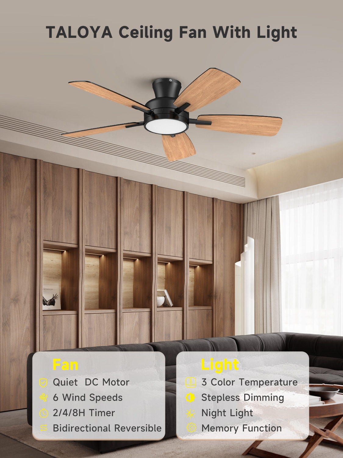 TALOYA TLY46-BK-5X-T5 Ceiling-Fans - View #2