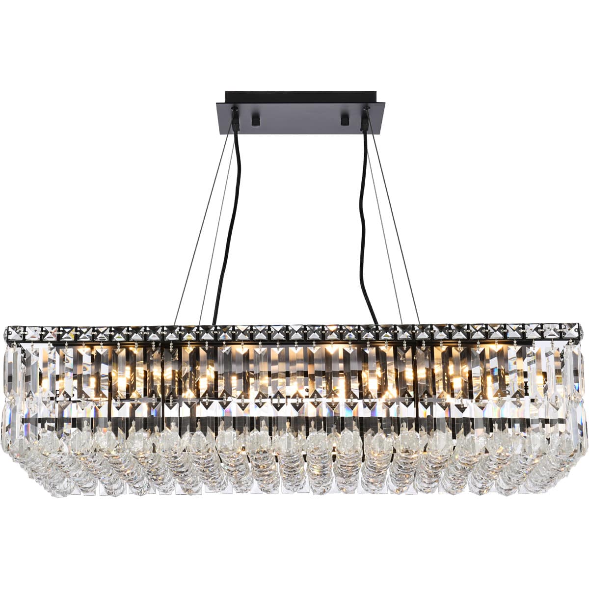 Elegant Lighting 1967156 V2034D32BK/RC Maxime Island Light Black and Clear