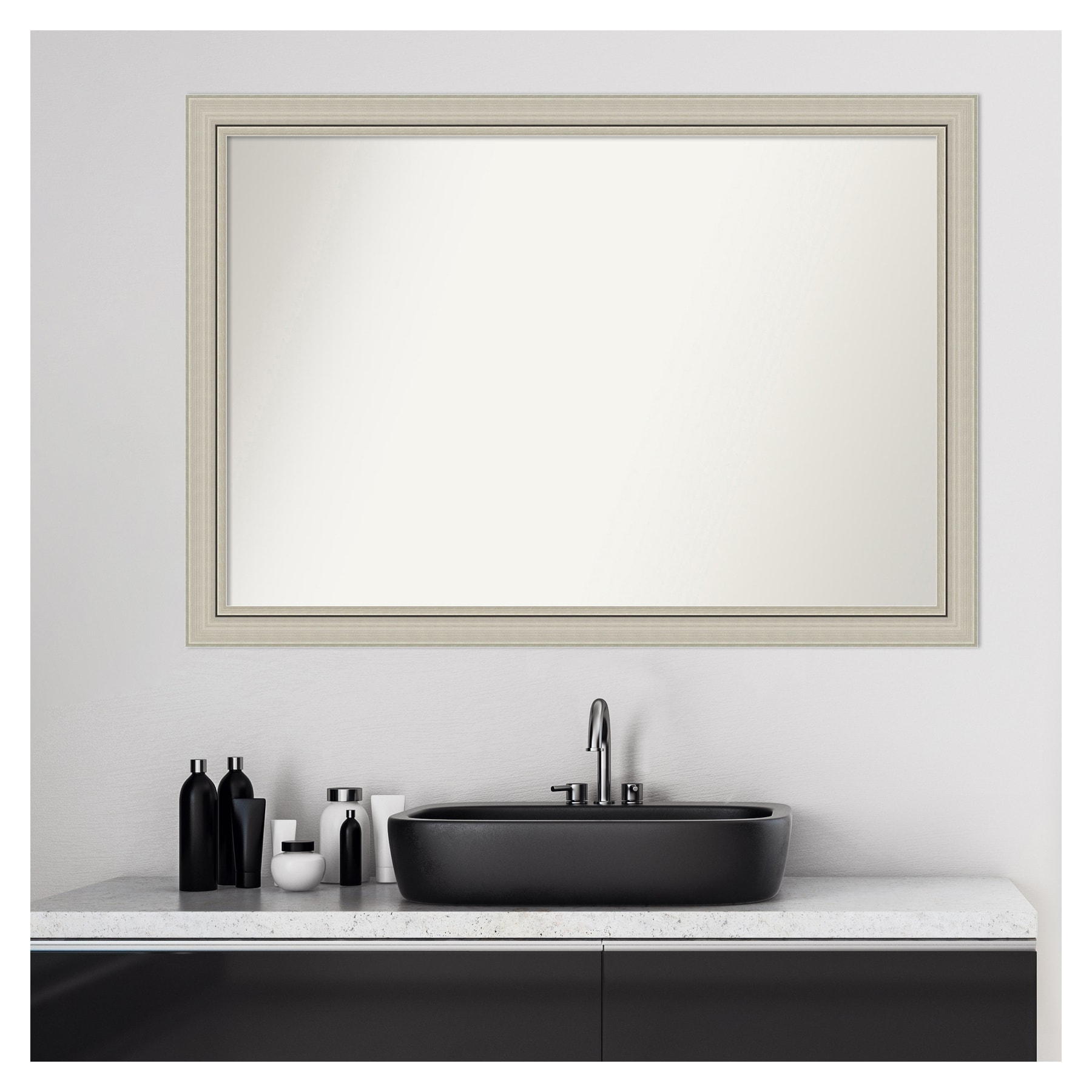 Romano Silver Narrow Wood Framed Full Length Bathroom Mirror