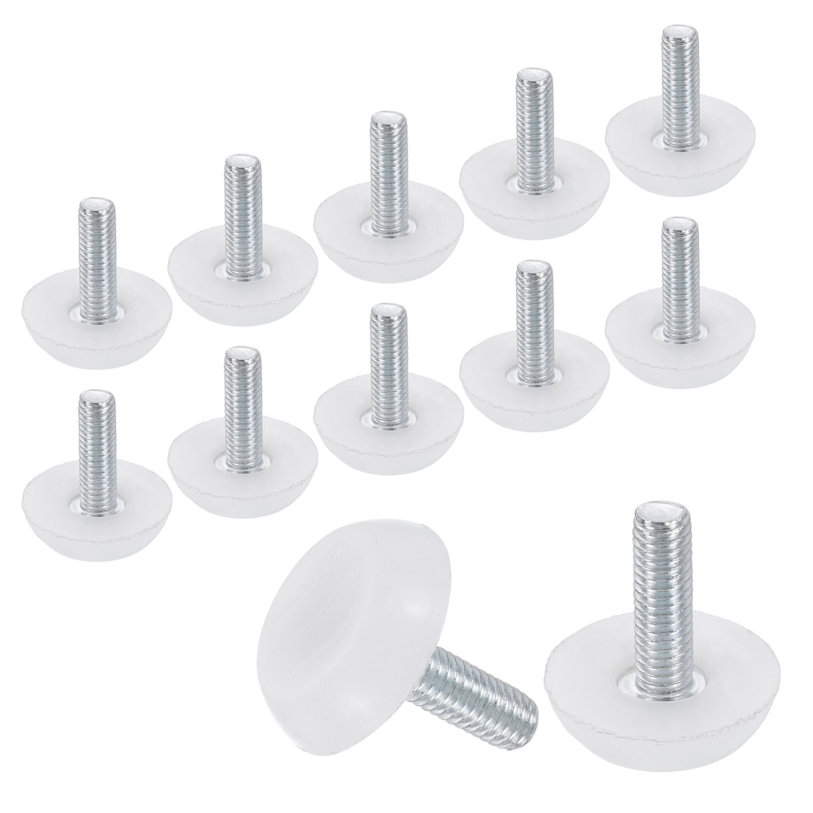 Unique Bargains 12pcs M6 Thread Furniture Feet Levelers 23x20mm Adjustable Leveling Table Feet Screw on Furniture Glide Leveling for Chair Stool Legs White