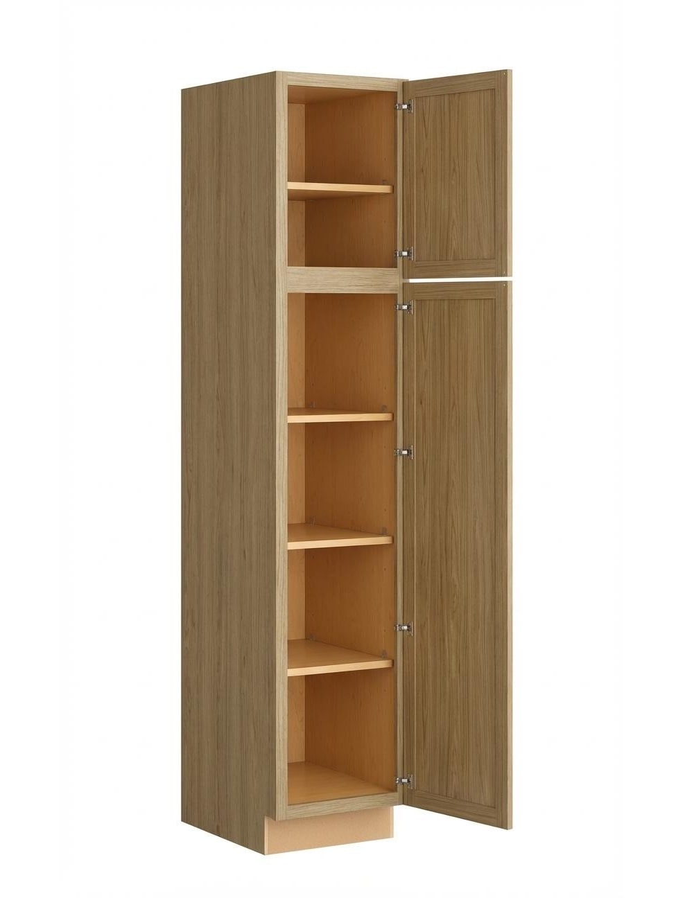 Project Source 18-in W x 90-in H x 24-in D Neutral Grain Laminate Pantry Fully Assembled Cabinet Recessed Panel Shaker
