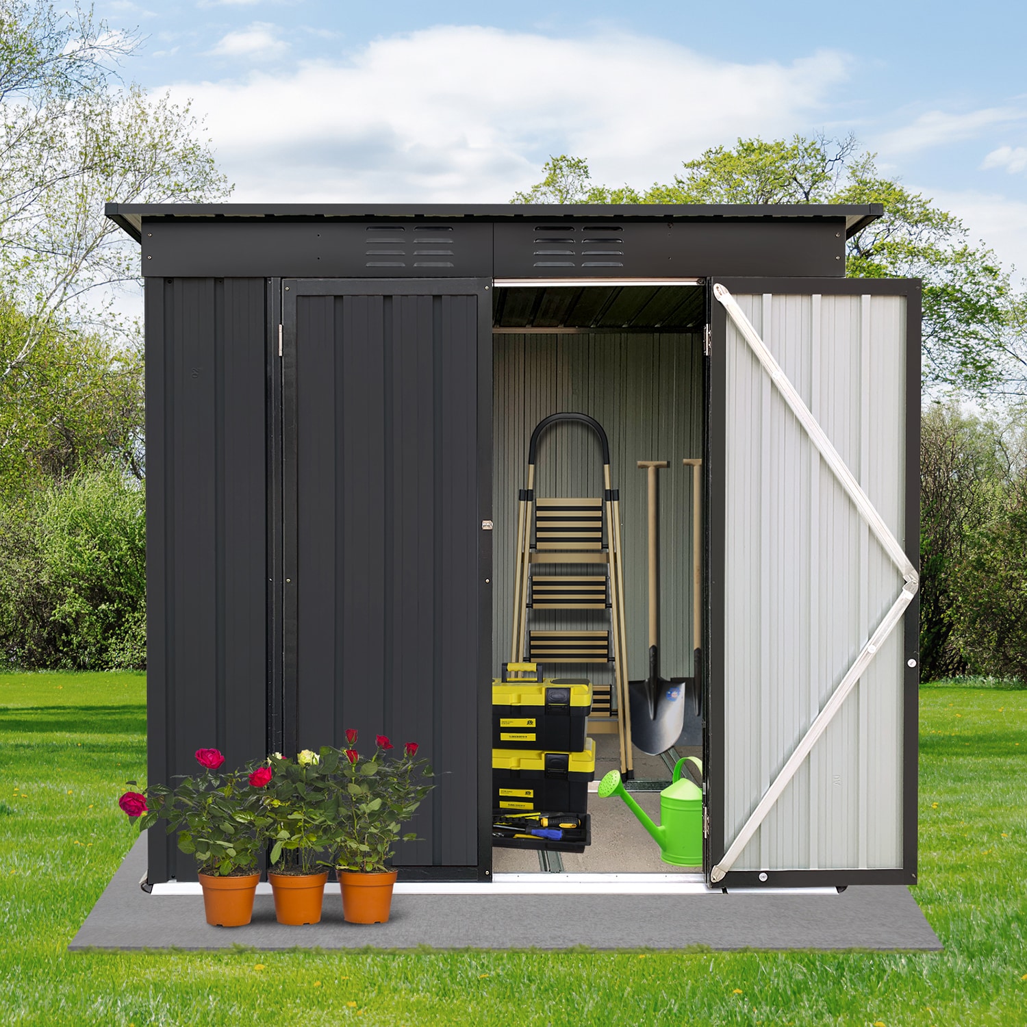 GZMR GM-W1301 6-ft x 4-ft Aluminum Storage Shed
