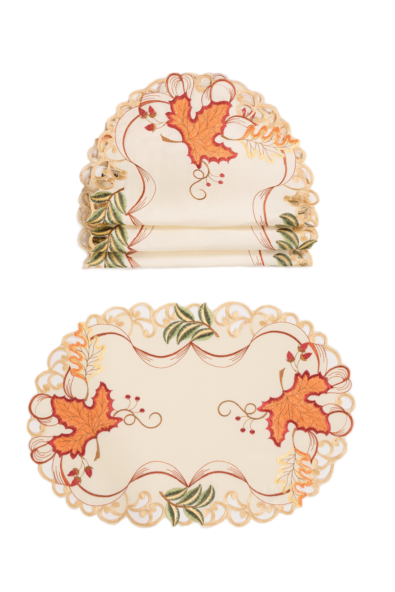 XIA Home Fashions XD188081319 13-Inches Leaves Tabletop decoration Placemat 4 -Pack