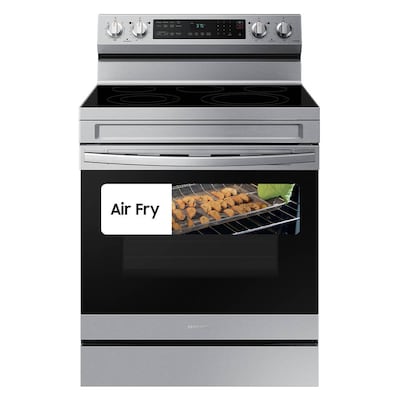 Samsung 30-in Smooth Surface 5 Elements 6.3-cu ft Self-Cleaning Air Fry Convection Oven Freestanding Electric Range (Fingerprint Resistant Stainless Steel) Lowes.com