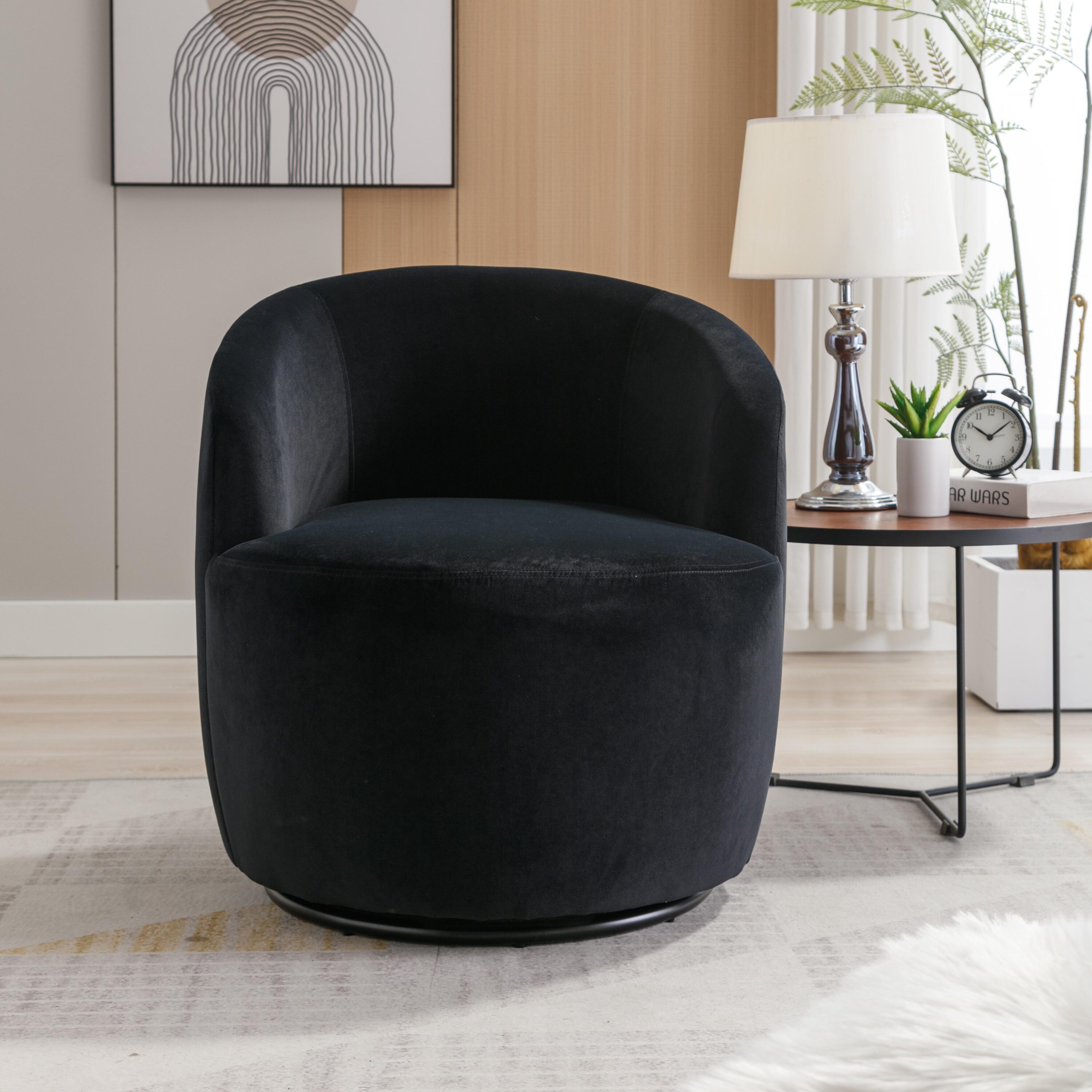 Black velvet chair online with ottoman