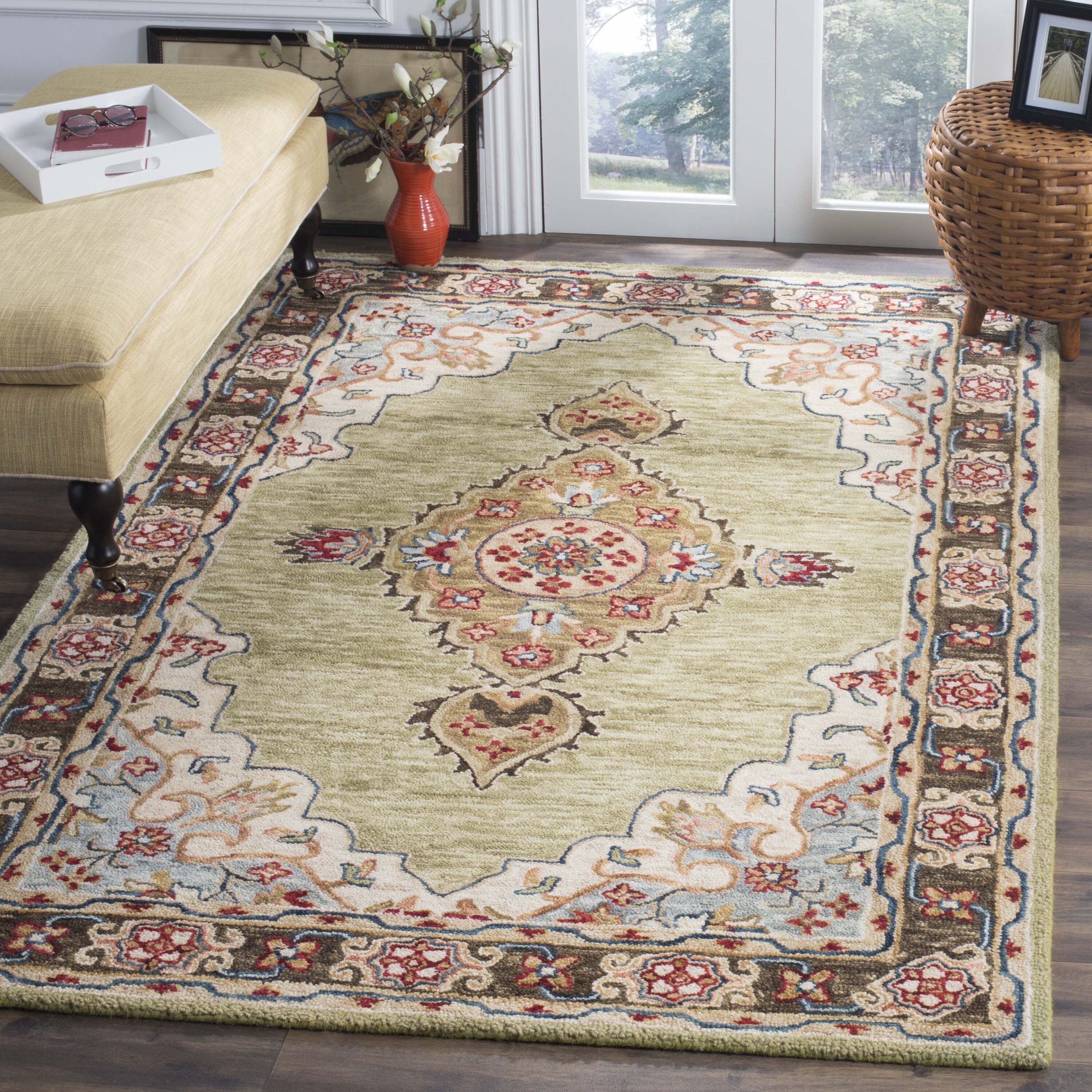 Aspen 506 Sage/Brown Traditional 4ft x 6ft Small Rectangle Rug