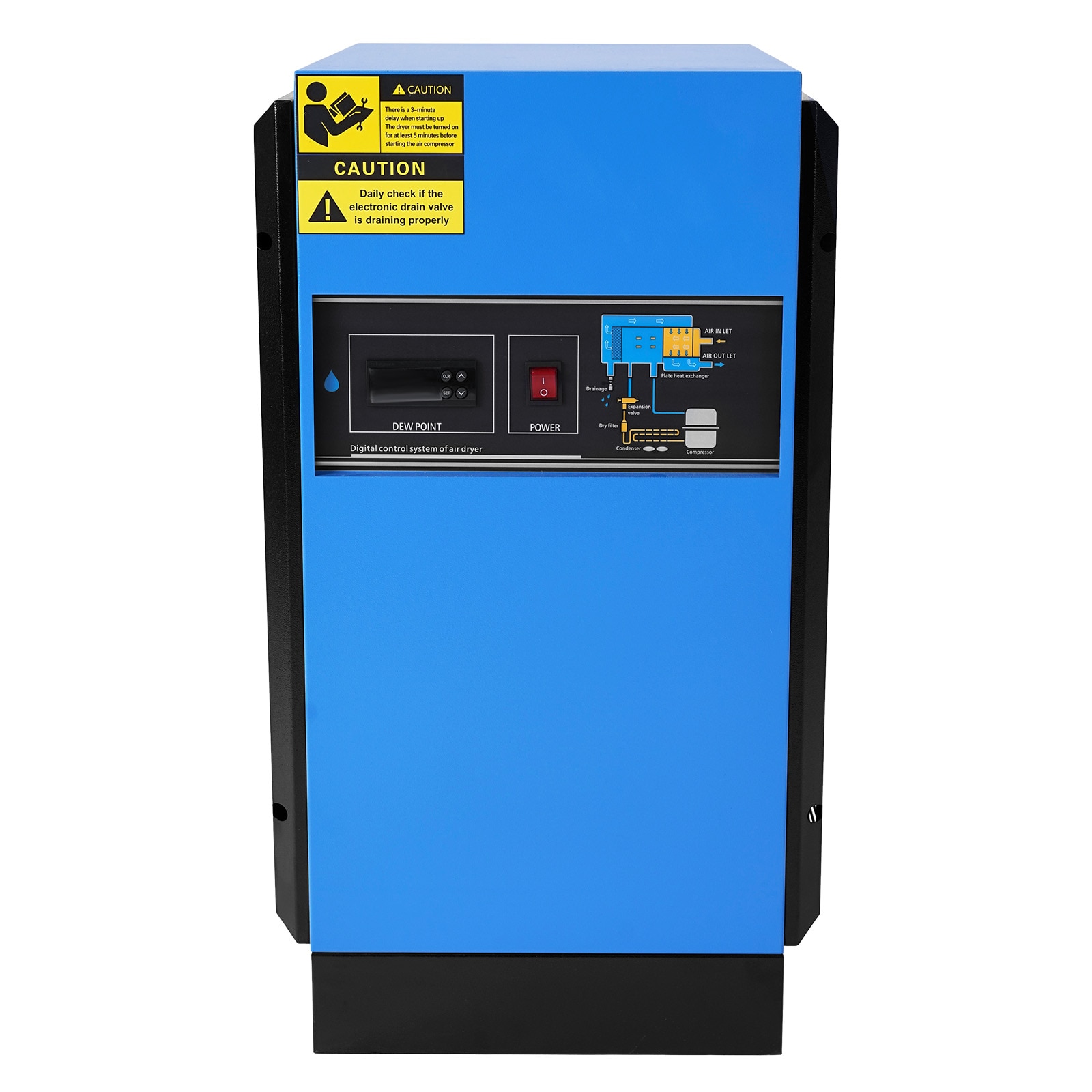 VEVOR Compressed Air Dryer 85CFM Refrigerated Air Dryer 110-120V Industrial Refrigerated Air-Drying System for 15HP and 20HP Compressors - with Color Screen Control Panel and Automatic Drainage