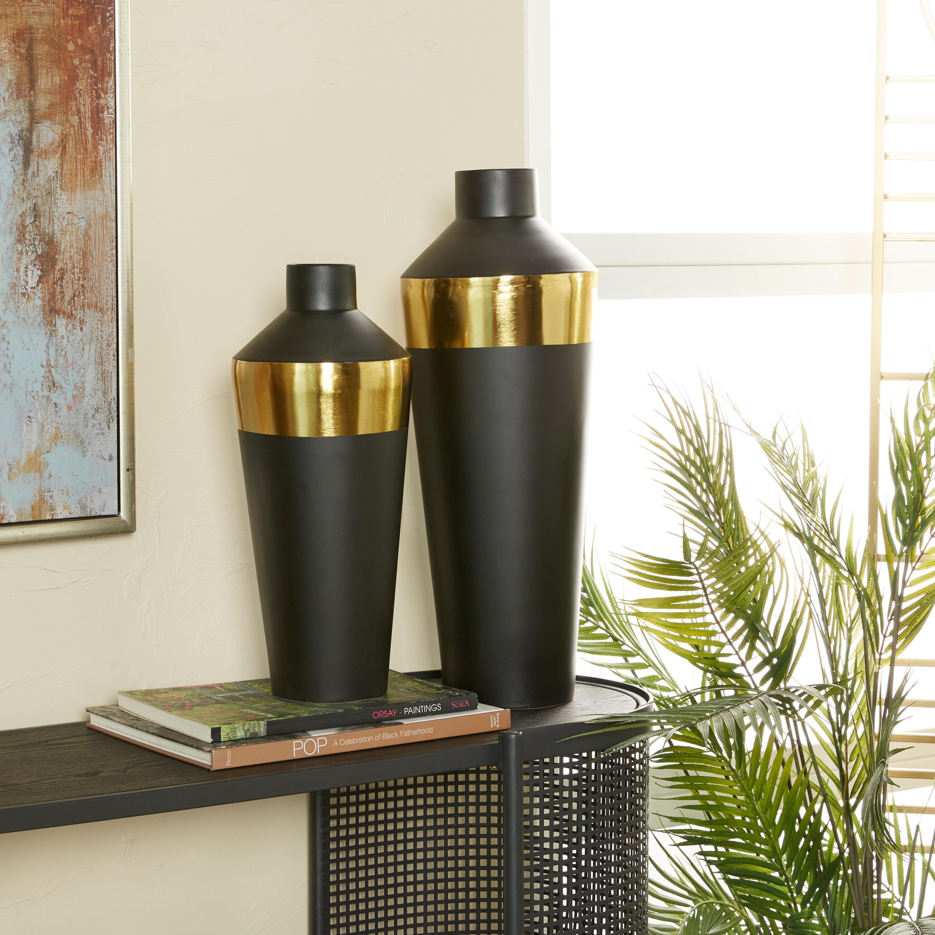 Grayson Lane 88223 2 -Pack Black Iron Modern Vase