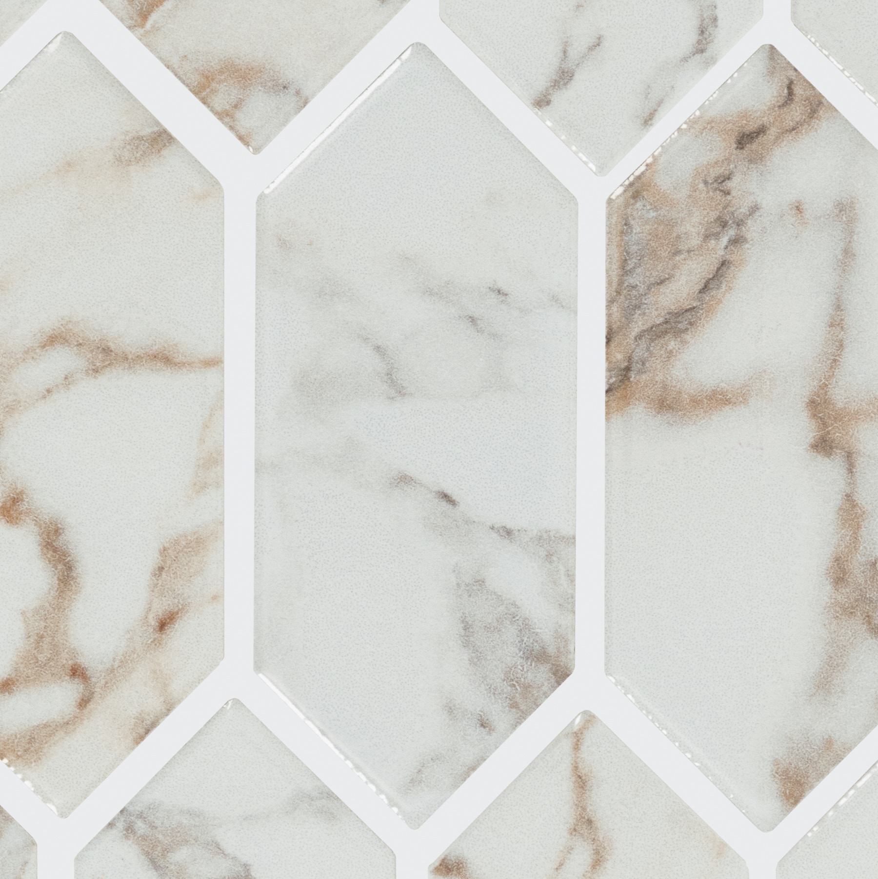 American Olean Vistarro Calacatta Grey 11-in x 12-in Glossy Ceramic Honeycomb Marble Look Wall Tile (0.73-sq. ft/ Piece)