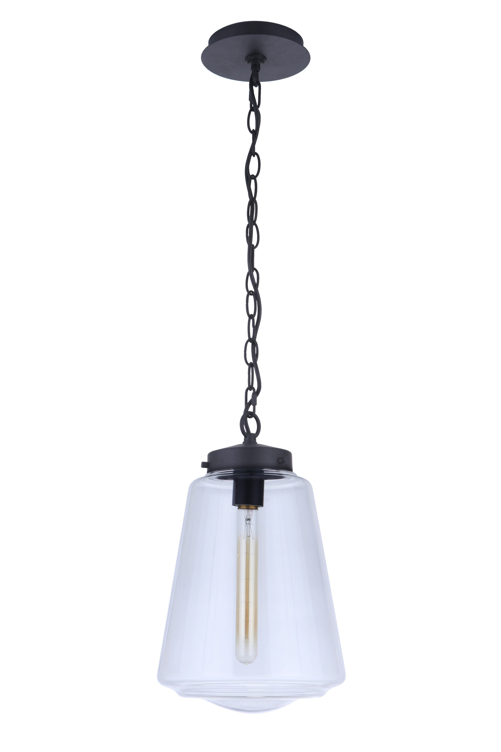Craftmade ZA3821-MN Laclede 1 -Light Midnight Transitional Clear glass Linear Outdoor Hanging Pendant light