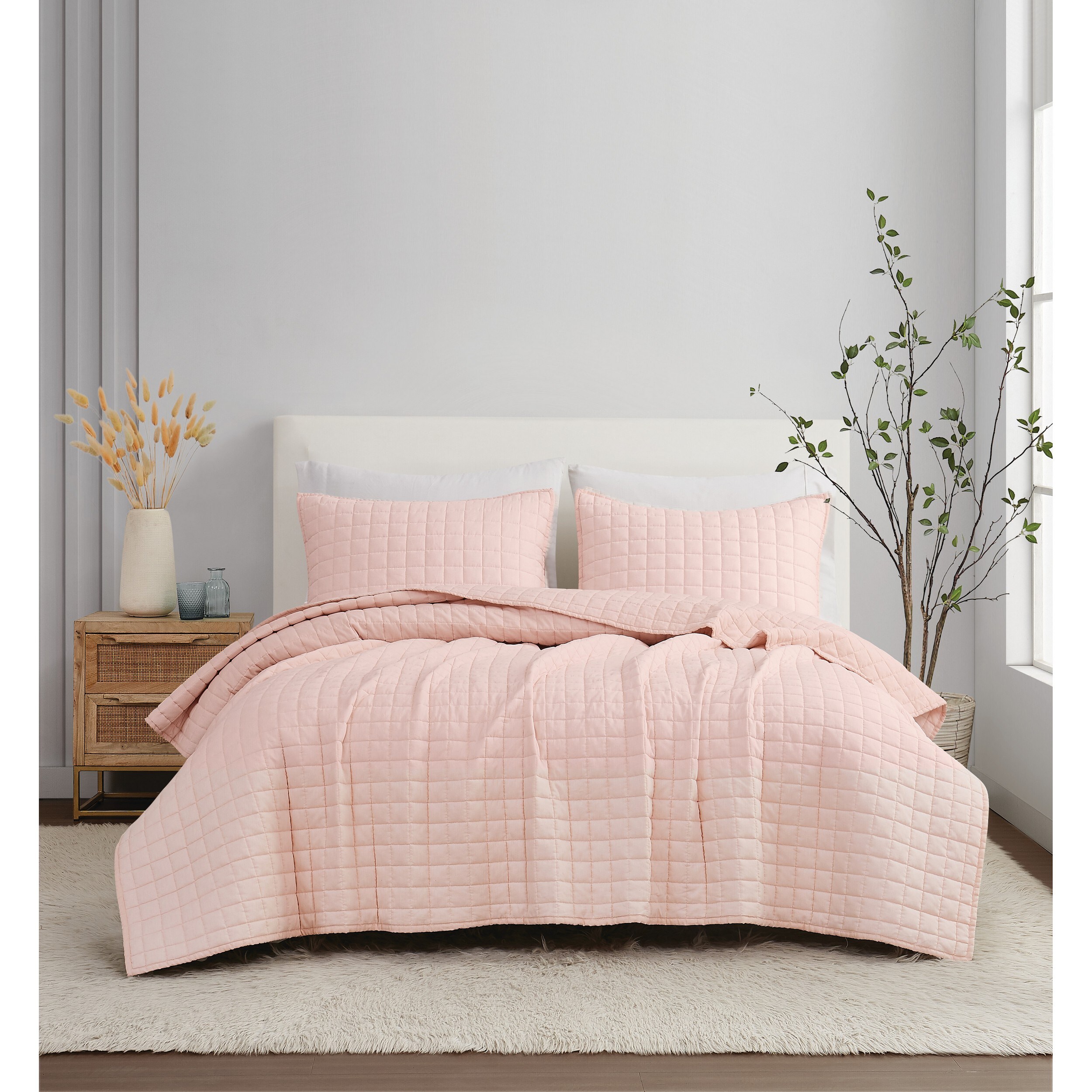Brooklyn Loom QS2469BSKG-2600 3 -Piece Blush King Quilt Set
