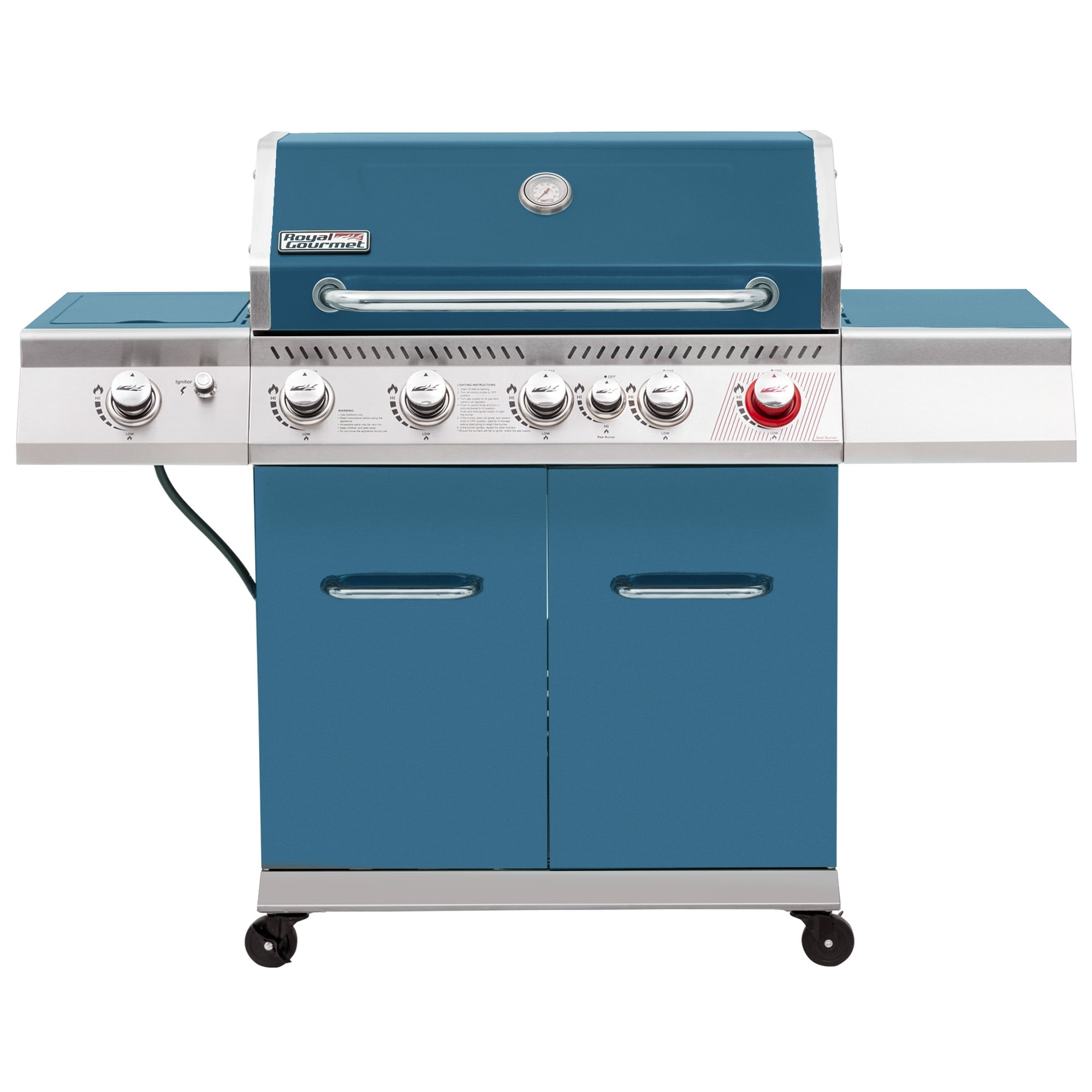 Royal Gourmet GA5403B Cabinet Style with Rear Burner Blue 5 -Burner Liquid Propane Gas Grill 1 -Side Burner