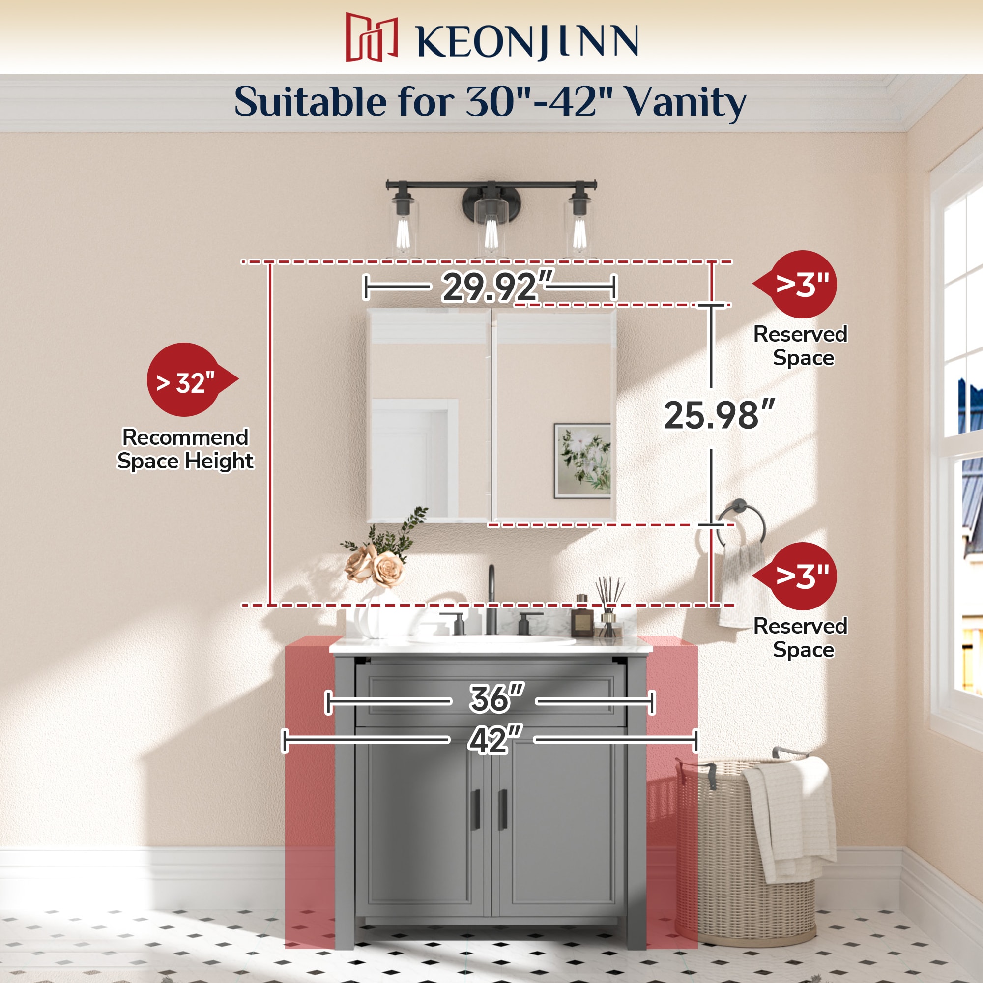 Keonjinn LW-JG-FJXP-7666-SI Bathroom-Medicine-Cabinets - View #5