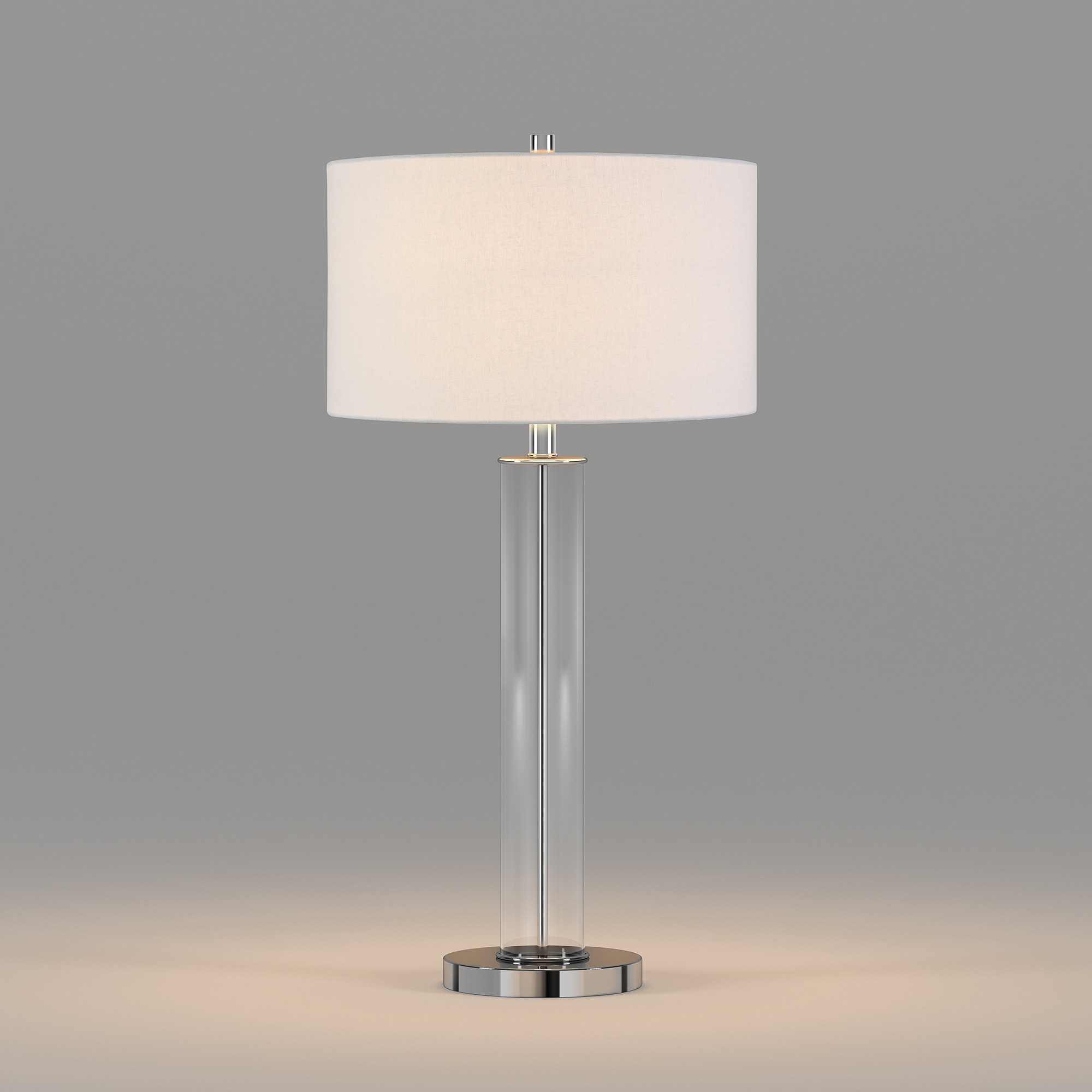 Harlow 29" Silver Nickel and Clear Glass Table Lamp with White Shade