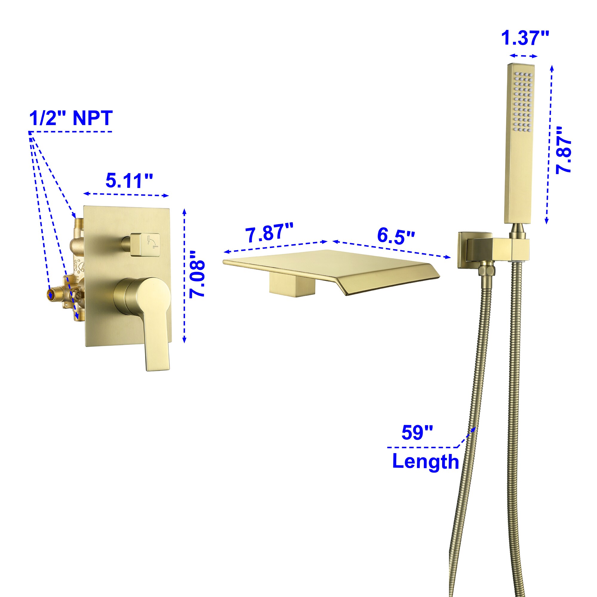 WELLFOR SPA-88021BG Roman-Tub-Faucets - View #4