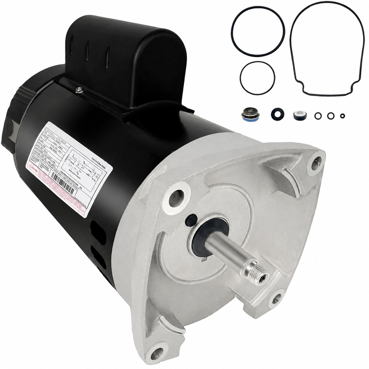 AKSCYZM  2HP Pool Pump Motor 230V Single Phase 3450RPM 10A 56Y Frame Square Flange Replacement for Pool Pump Models with Replace Parts Set