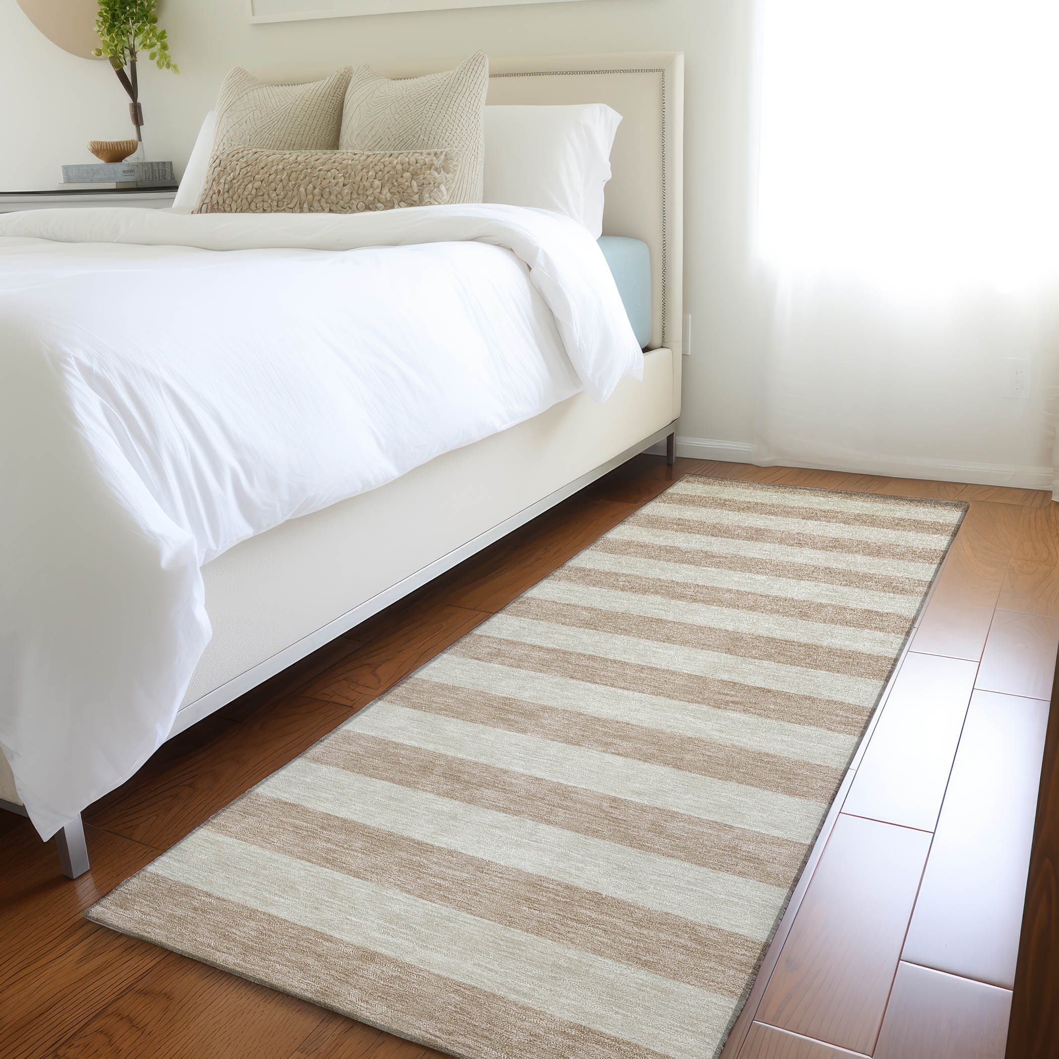 Addison Rugs ACN530BG2X8 Chantille ACN530BG 2 x 7 (ft) Polyester Beige Rectangular Indoor/Outdoor Stripe Machine washable Area rug