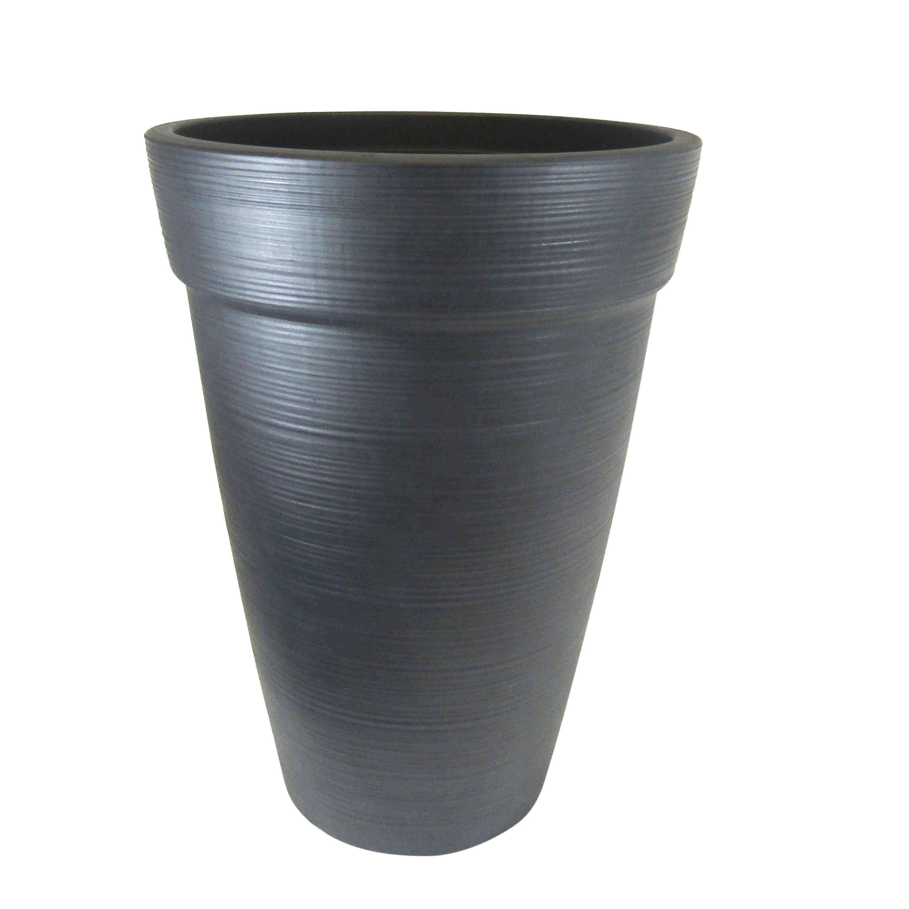 Grosfillex US630113 Round 15.79-in W x 21.17-in H x Black Resin Contemporary/Modern Indoor/Outdoor Planter