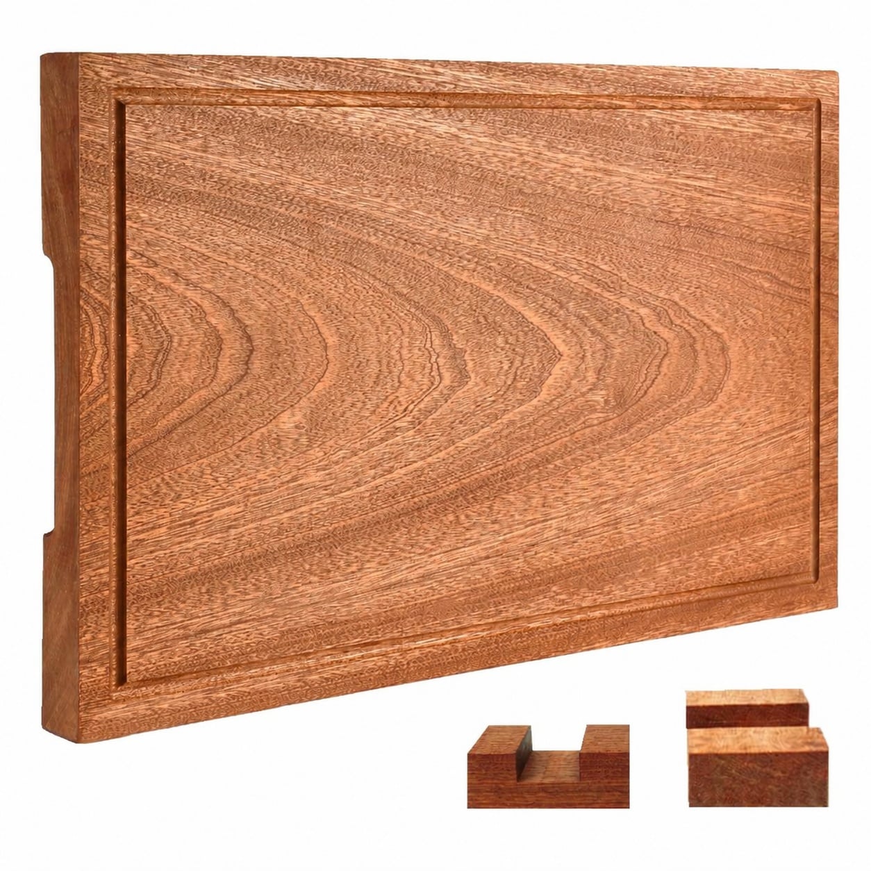DHMHD Wooden Cutting Board Solid Sapele Wood Thick Durable Knife Friendly Juice Groove and Stand 18 by 12 by 1.2 Inch durable home and garden #LDH0821X332