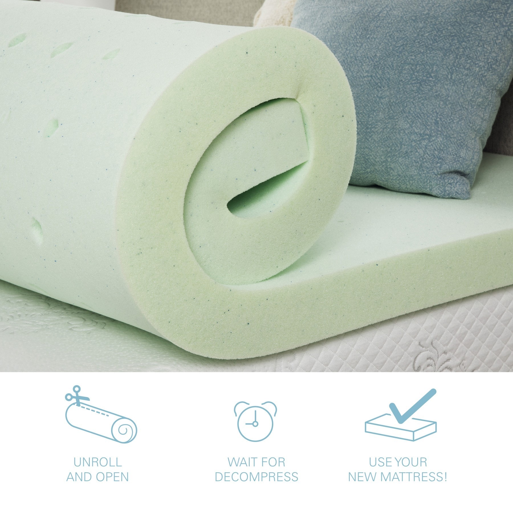 Maocao Hoom JL08131505 59-Inches D Memory foam Queen Hypoallergenic Mattress topper with Bed Bug Protection