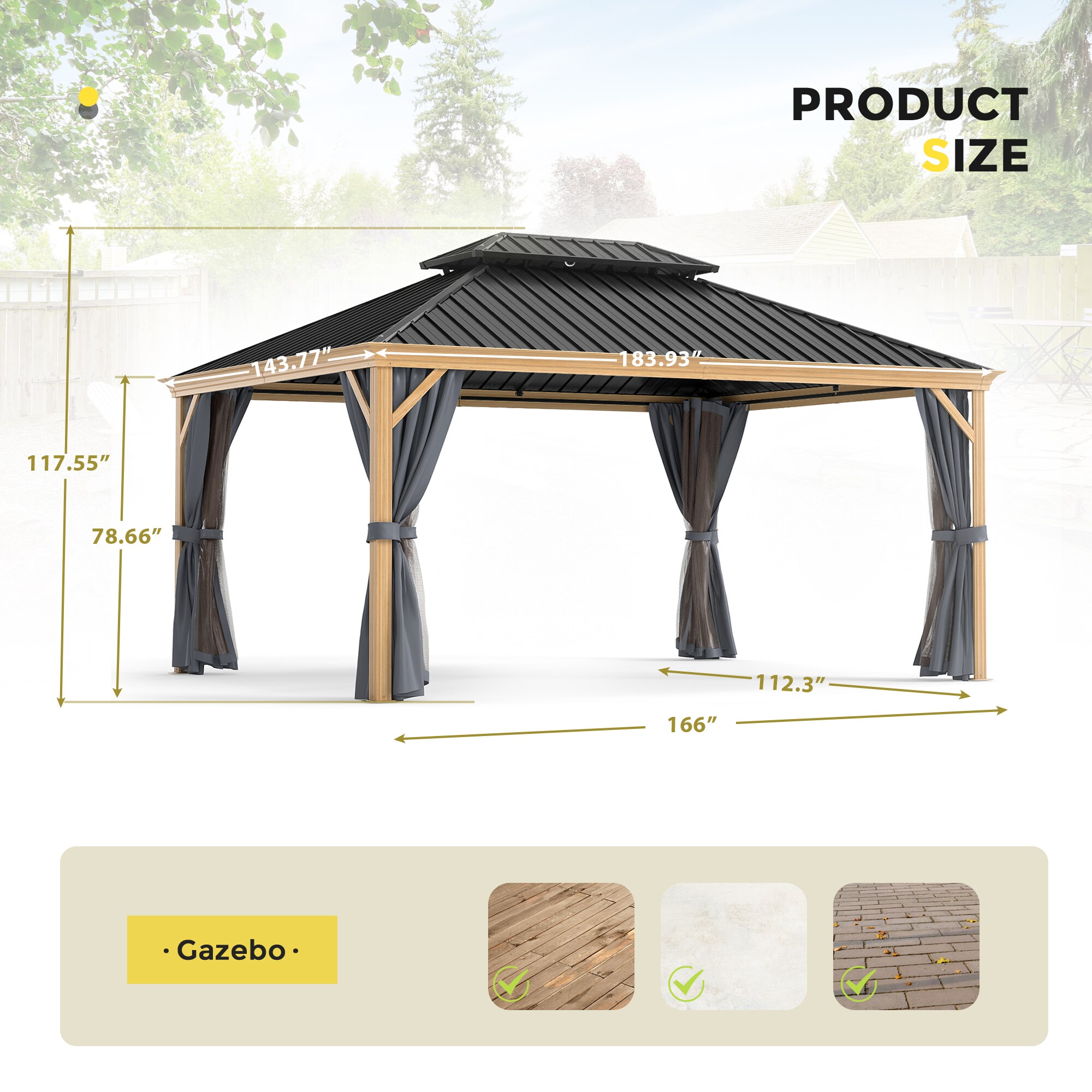  CP-ZPTPSR1216-H-WL2 Wood-Resin-Gazebos - View #3