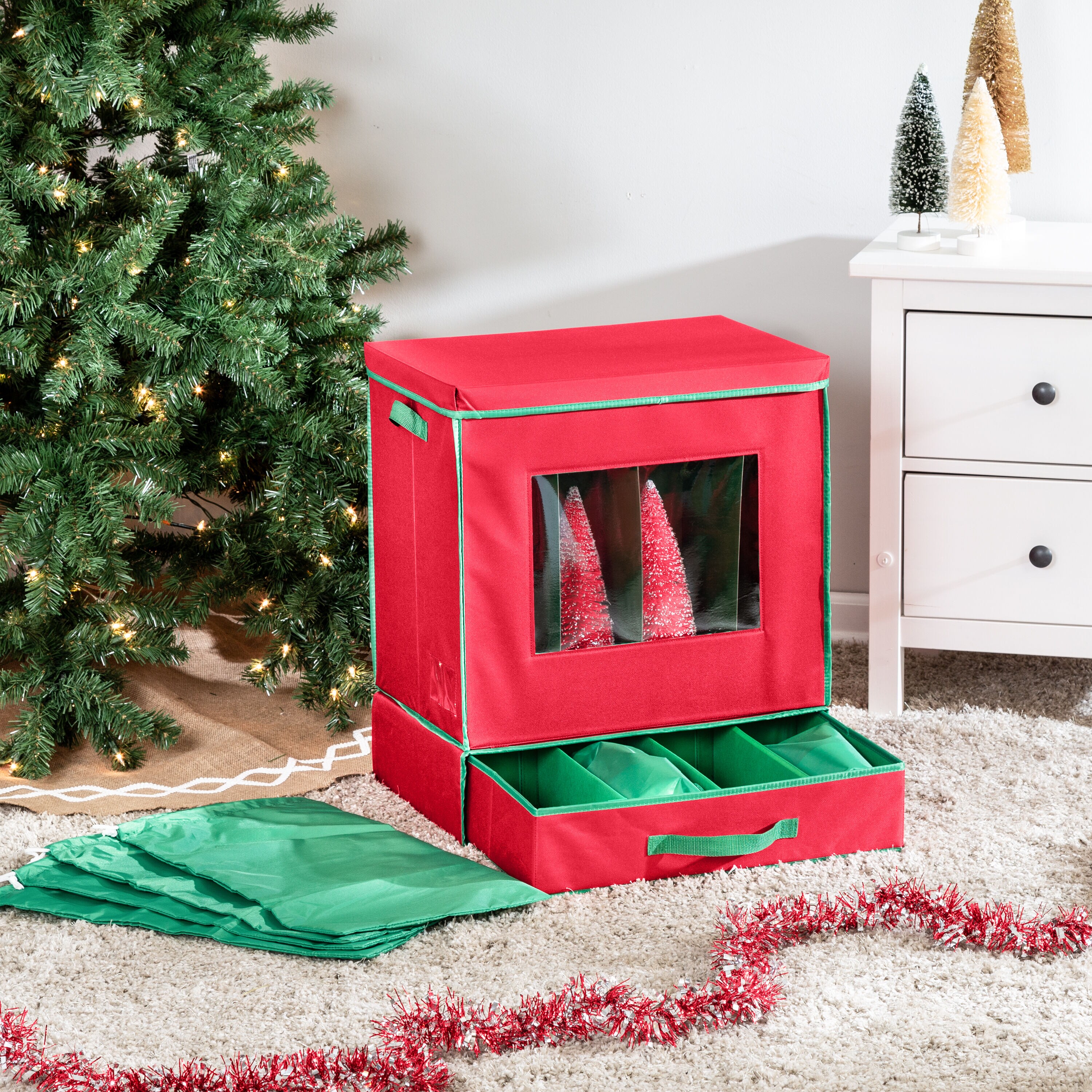Christmas Ornament Storage Box with 3 Slide Out Trays, Adjustable Acid-Free  Dividers, 20 Inch x 14 Inch x 10 Inch, Holds 72-3 Inch Ornaments