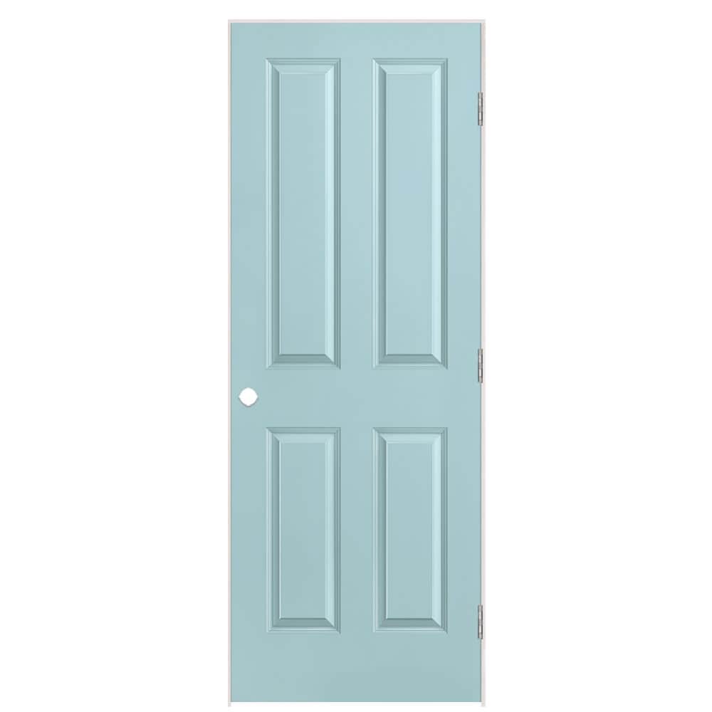 Masonite 1316523 30-in x 80-in Sea Mist Solid core 4 panel square Left hand Smooth Prefinished Molded composite Flat Jamb Single Prehung Interior Door