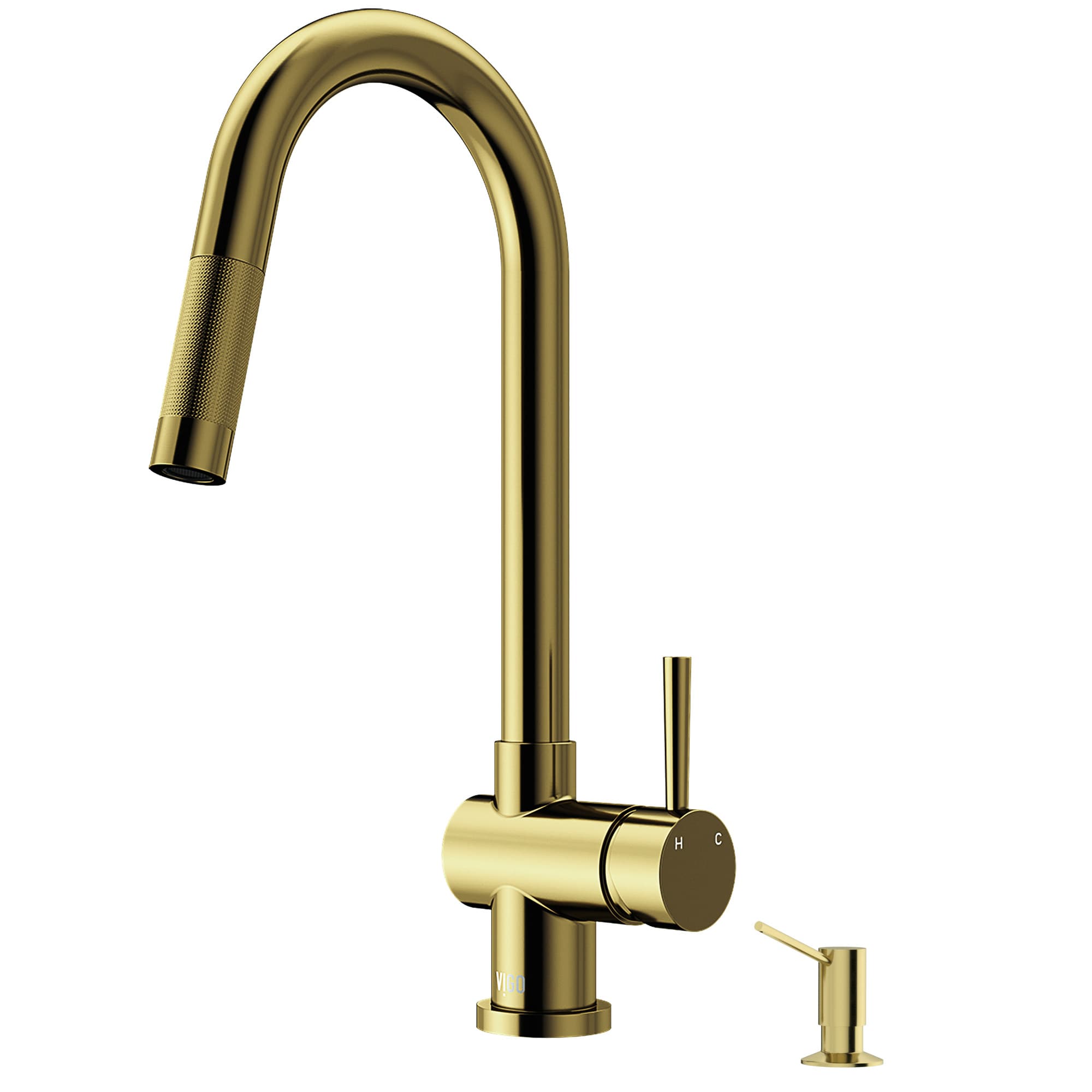 VIGO VG02008MGK5 Gramercy Matte Brushed Gold Single Handle Deck-mount Pull-down Kitchen Faucet (Soap Dispenser Included)