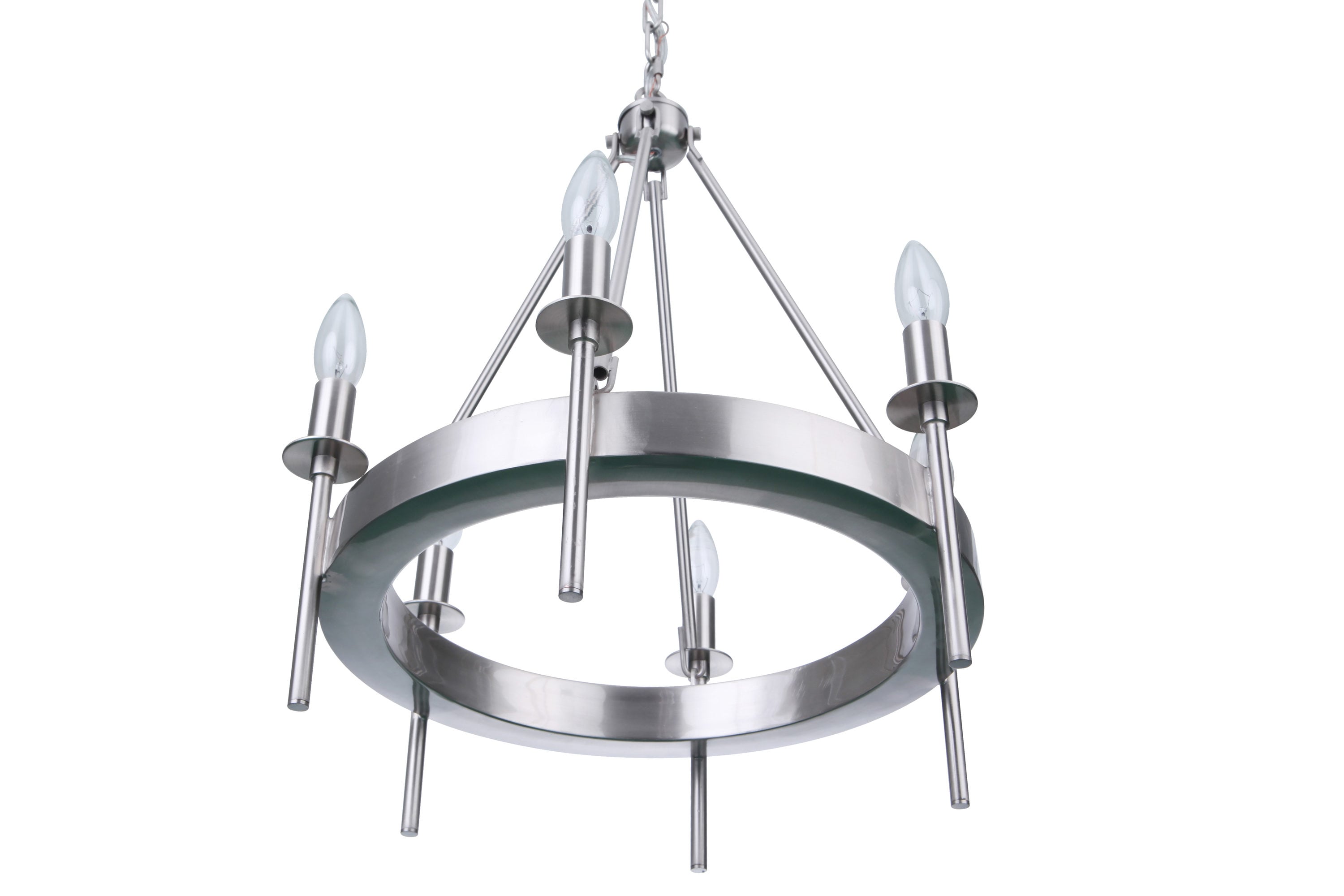 Brushed Nickel 6-Light Mini Crystal Candle Chandelier