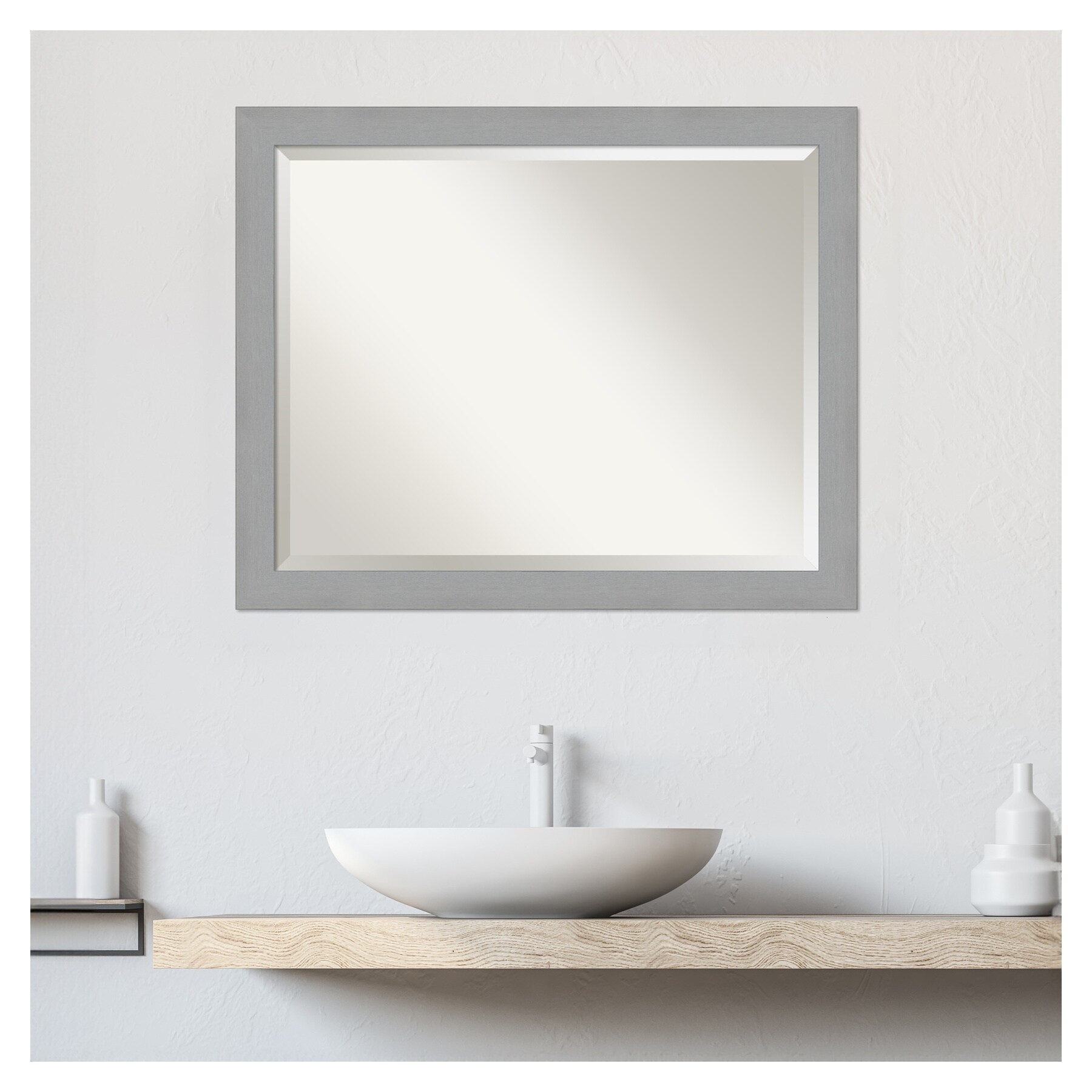 Amanti Art Brushed Nickel Frame 31.5-in x 25.5-in Brushed Silver ...